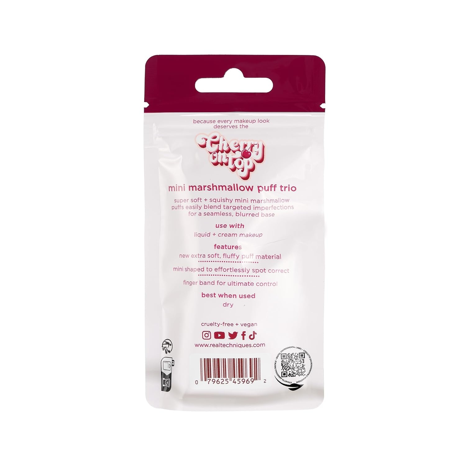 image:imageReal Techniques Cherry On Top Mini Marshmallow Puff Trio Mini Makeup Puffs For Concealer amp Foundation Spot Correcting amp Blending Dry Use Beauty Sponge Travel Size Vegan amp CrueltyFree 3 Count