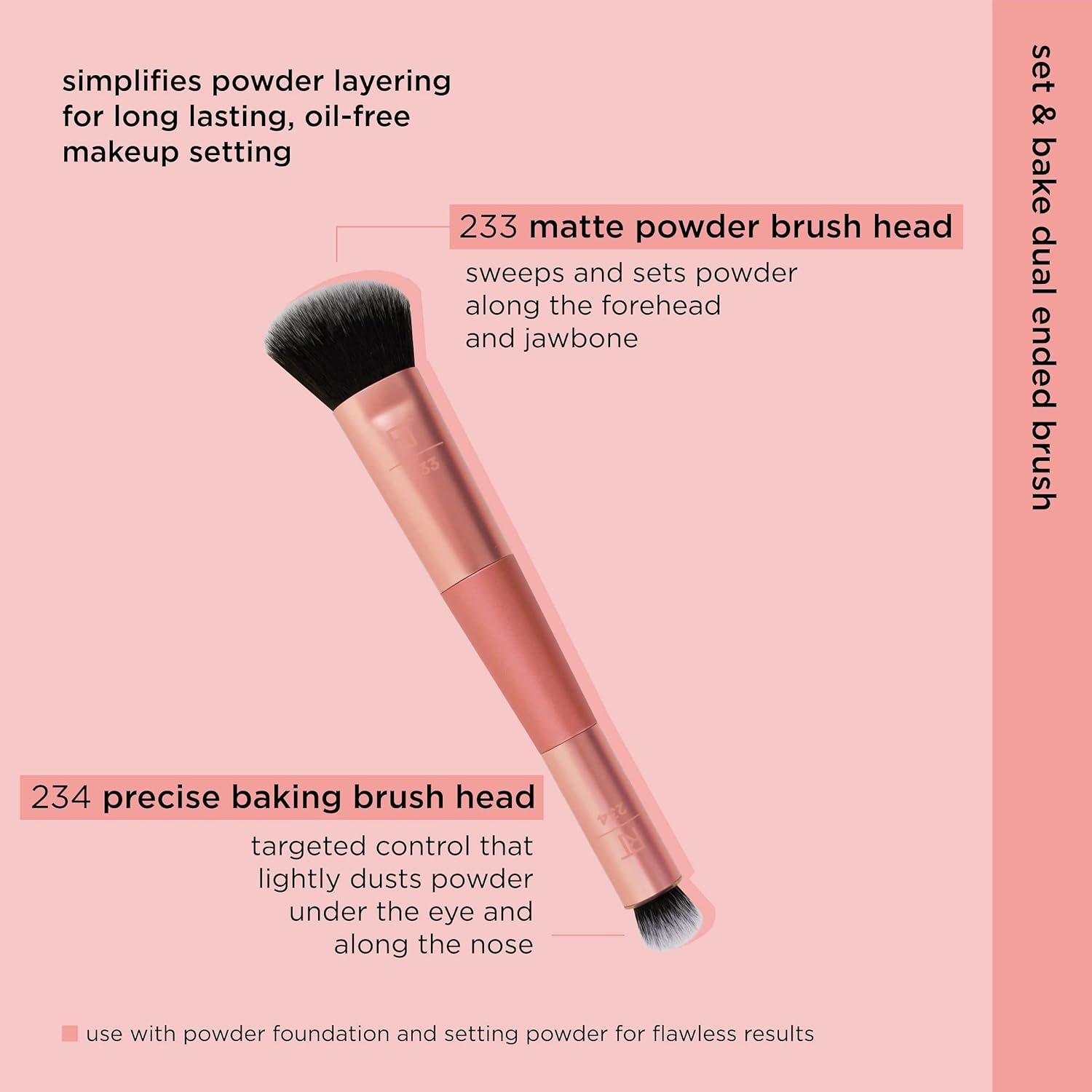 image:imageReal Techniques Cover amp Conceal Dual Ended 2in1 Makeup Brush For Flawless Foundation Coverage Smooths and Conceals Covers Blemishes and Imperfections Flawless Results Orange 1 Count