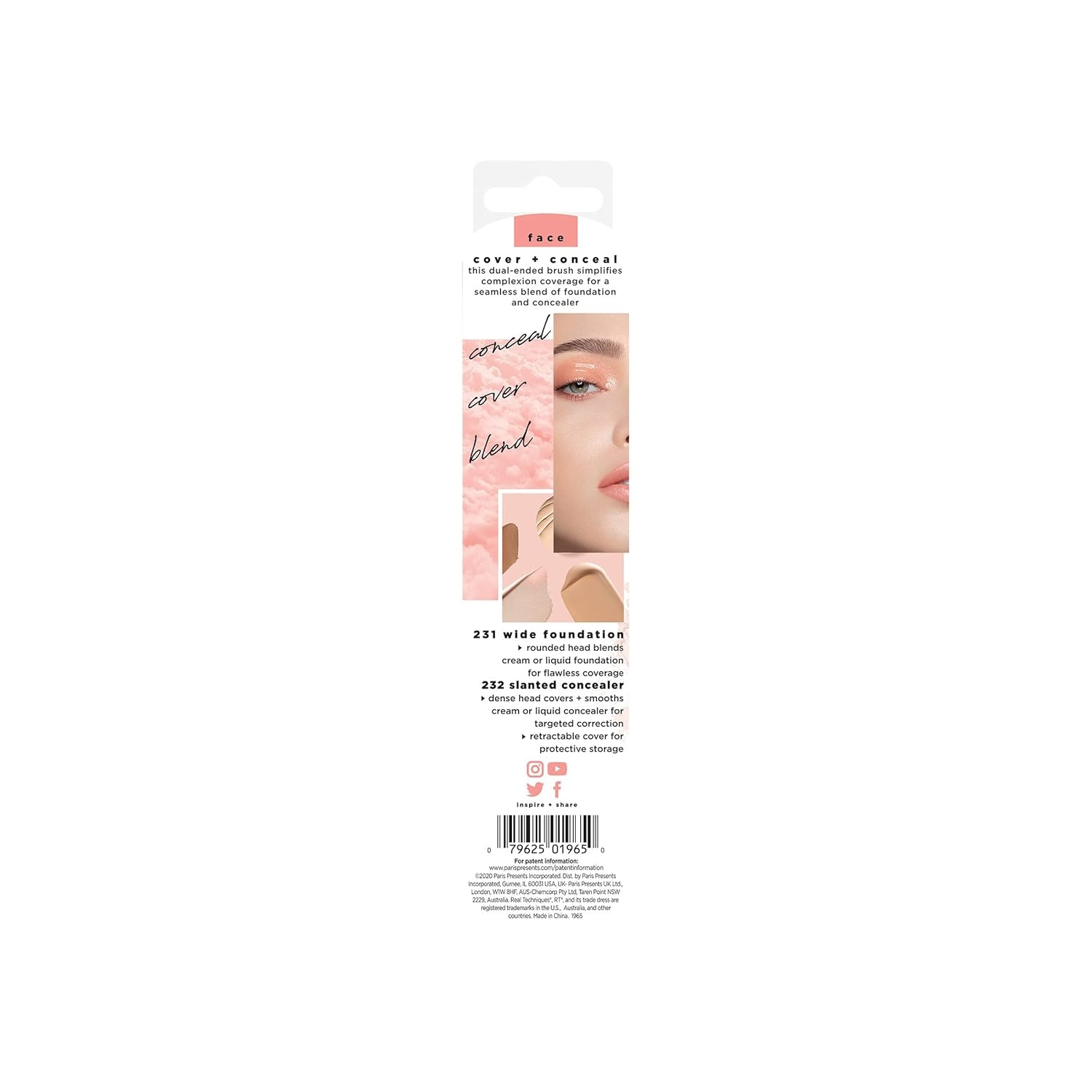 image:imageReal Techniques Cover amp Conceal Dual Ended 2in1 Makeup Brush For Flawless Foundation Coverage Smooths and Conceals Covers Blemishes and Imperfections Flawless Results Orange 1 Count