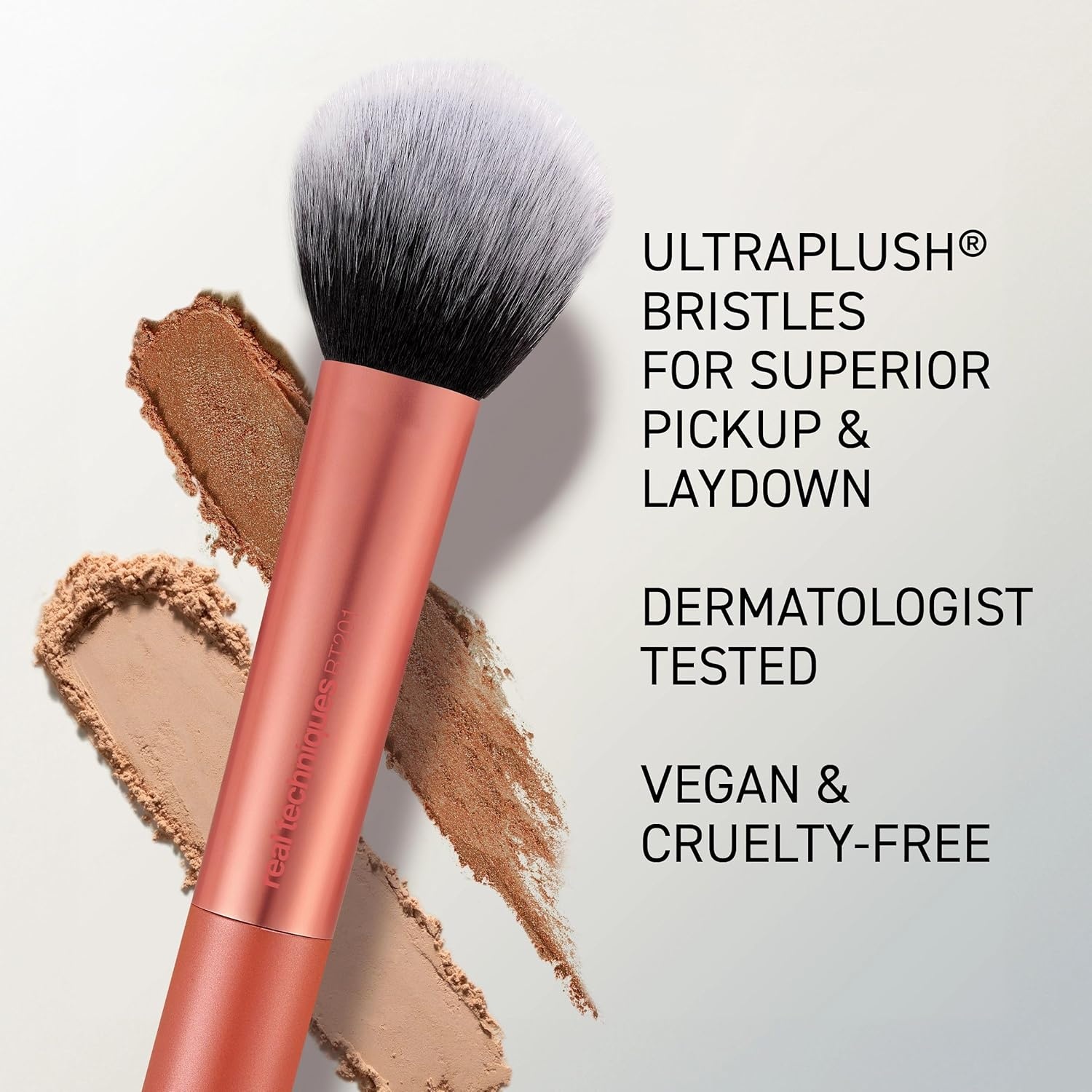 image:imageReal Techniques Cruelty Free Powder Brush With Ultra Plush Custom Cut Synthetic Bristles and Extended Aluminum Ferrules to Build Coverage