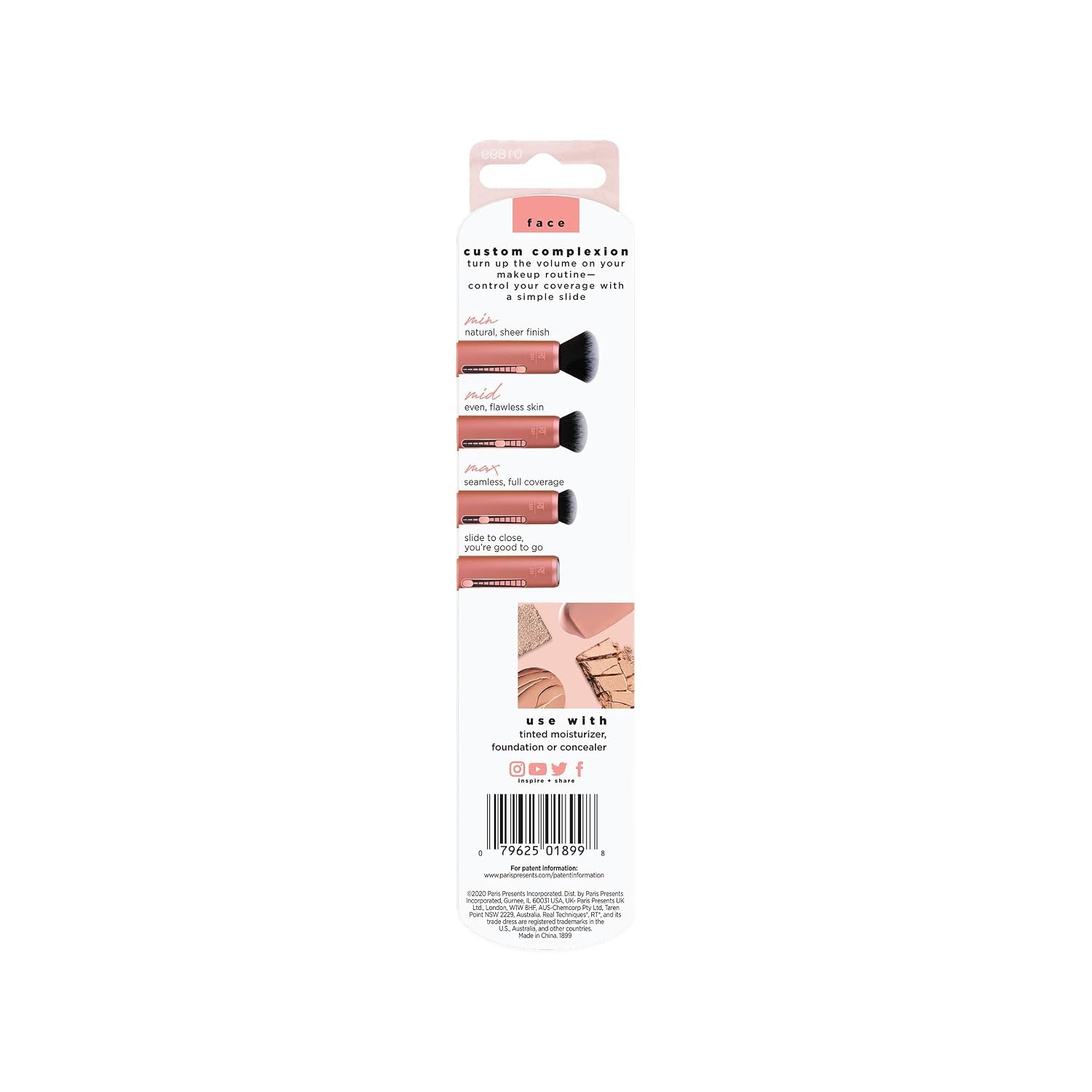 image:imageReal Techniques Custom Complexion Foundation 3in1 Brush Custom Slide For Foundation amp Concealer 3 Settings For Sheer Medium or Focused Application TravelSize Kabuki CrueltyFree 1 Count1 Count Pack of 2