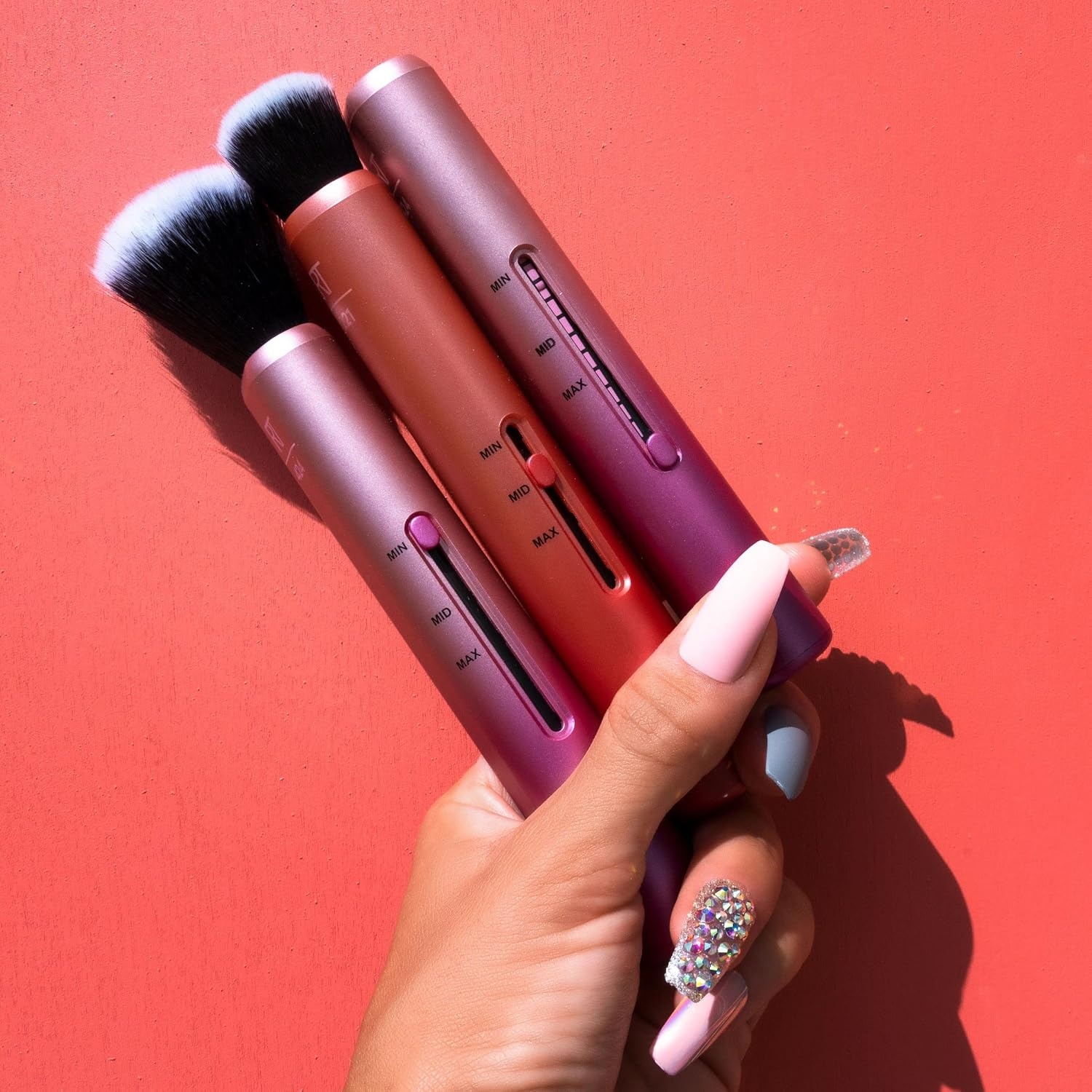 image:imageReal Techniques Custom Complexion Foundation 3in1 Brush Custom Slide For Foundation amp Concealer 3 Settings For Sheer Medium or Focused Application TravelSize Kabuki CrueltyFree 1 Count1 Count Pack of 1