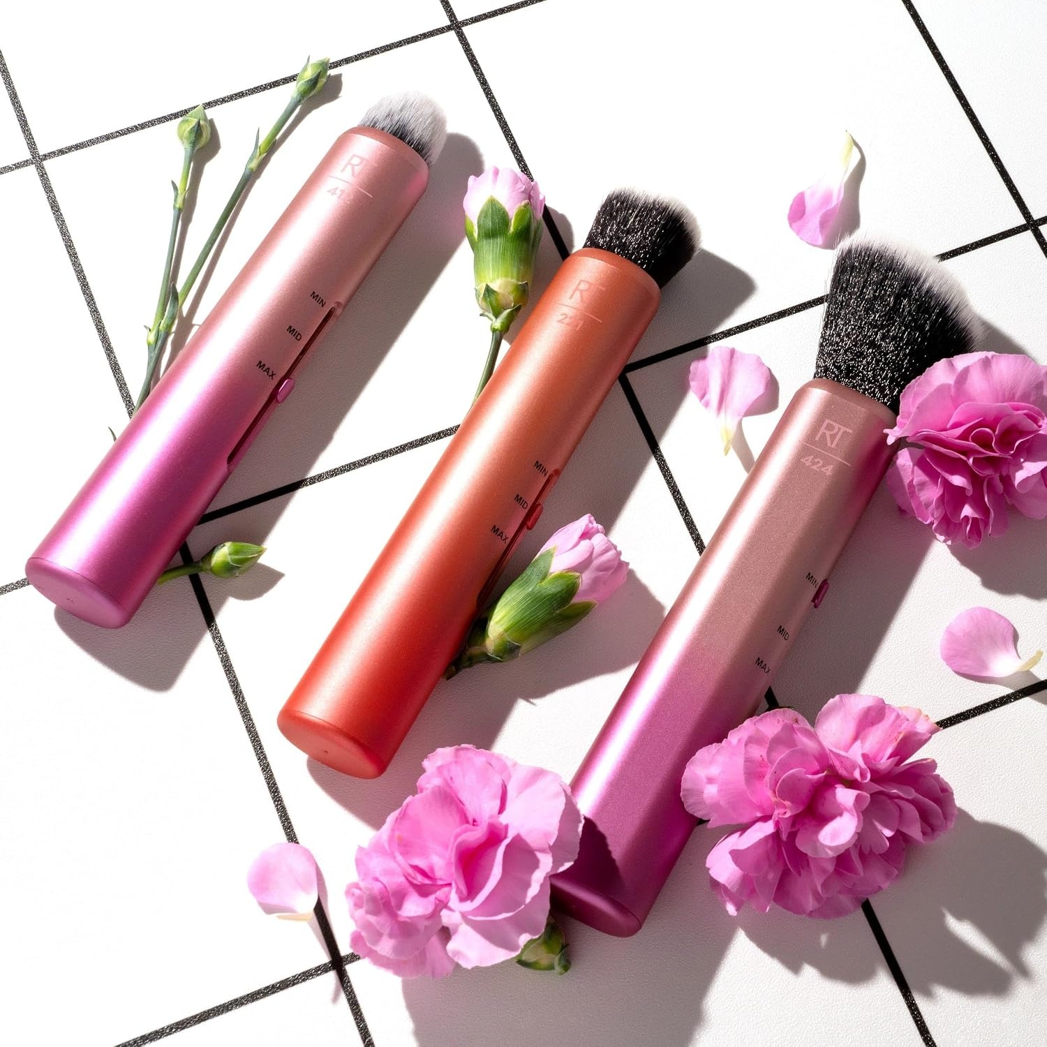 image:imageReal Techniques Custom Complexion Foundation 3in1 Brush Custom Slide For Foundation amp Concealer 3 Settings For Sheer Medium or Focused Application TravelSize Kabuki CrueltyFree 1 Count1 Count Pack of 2