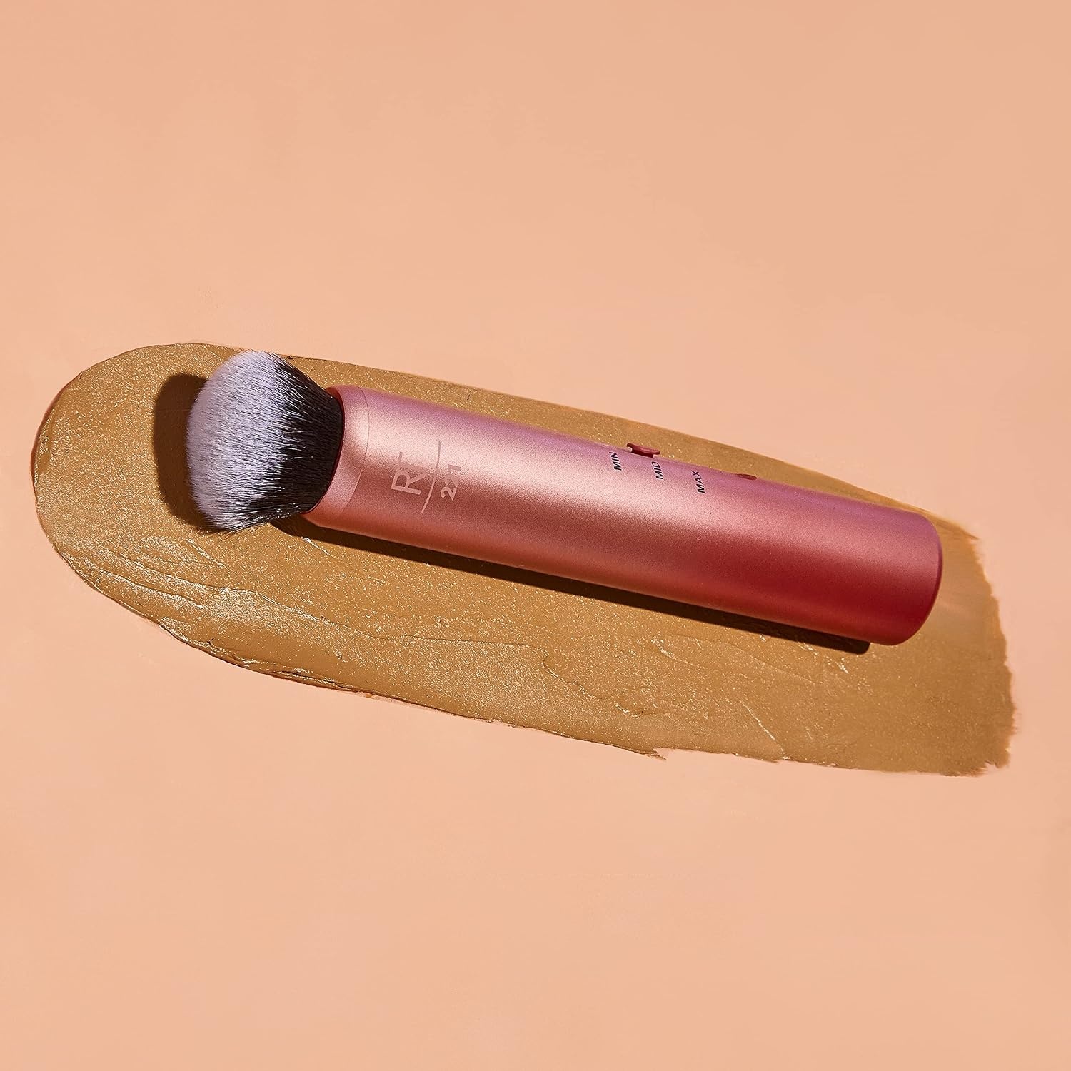 image:imageReal Techniques Custom Complexion Foundation 3in1 Brush Custom Slide For Foundation amp Concealer 3 Settings For Sheer Medium or Focused Application TravelSize Kabuki CrueltyFree 1 Count1 Count Pack of 2