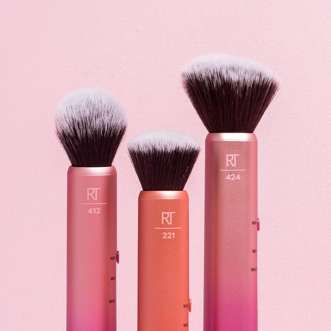 image:imageReal Techniques Custom Complexion Foundation 3in1 Brush Custom Slide For Foundation amp Concealer 3 Settings For Sheer Medium or Focused Application TravelSize Kabuki CrueltyFree 1 Count1 Count Pack of 2