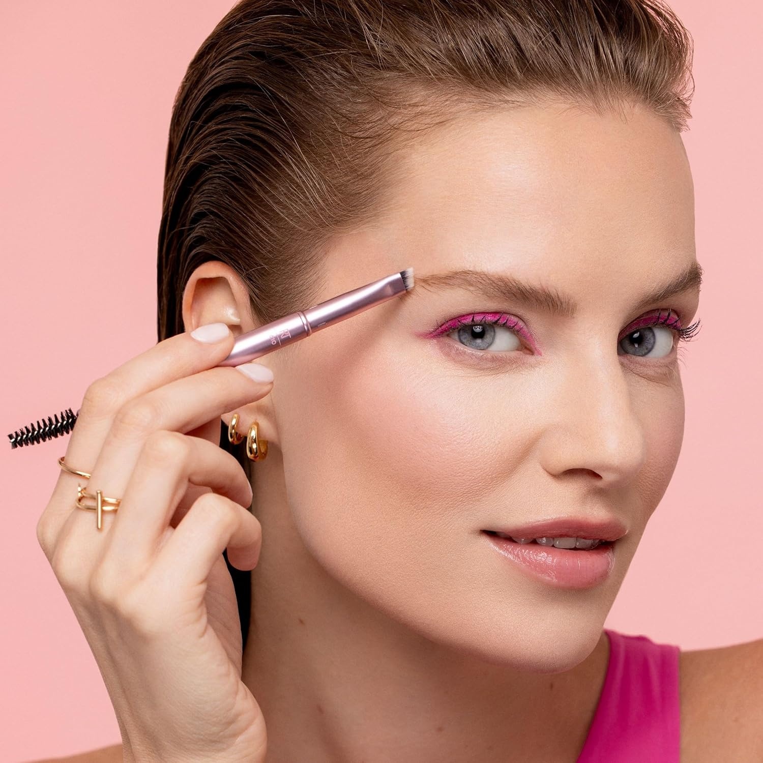 image:imageReal Techniques Double Time Brush Lash 4 Piece Set DualEnded Eye Makeup Brushes For Eyeshadow amp Brows TravelFriendly Brush Caps For Storage Eyelash Curler Included CrueltyFree