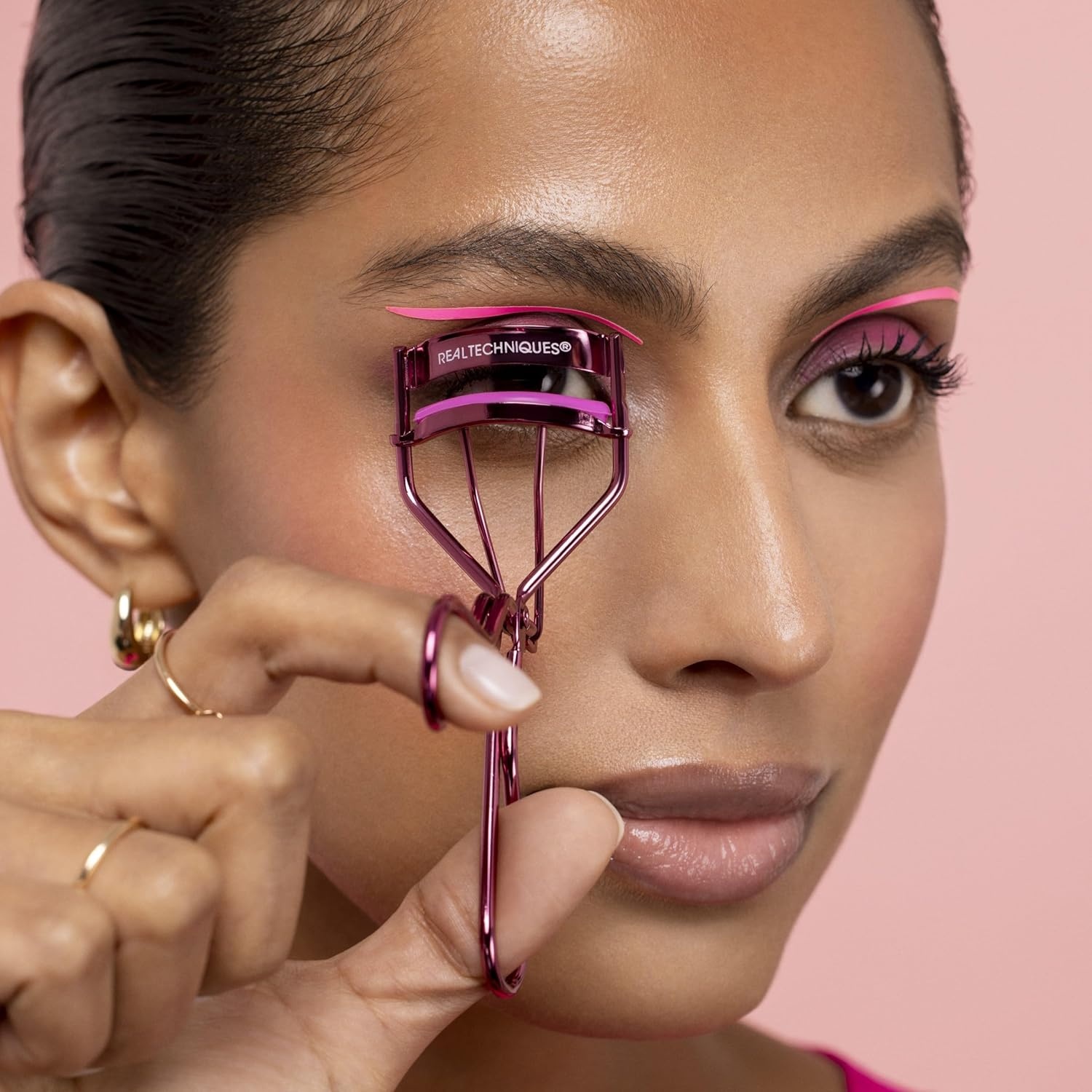 image:imageReal Techniques Double Time Brush Lash 4 Piece Set DualEnded Eye Makeup Brushes For Eyeshadow amp Brows TravelFriendly Brush Caps For Storage Eyelash Curler Included CrueltyFree