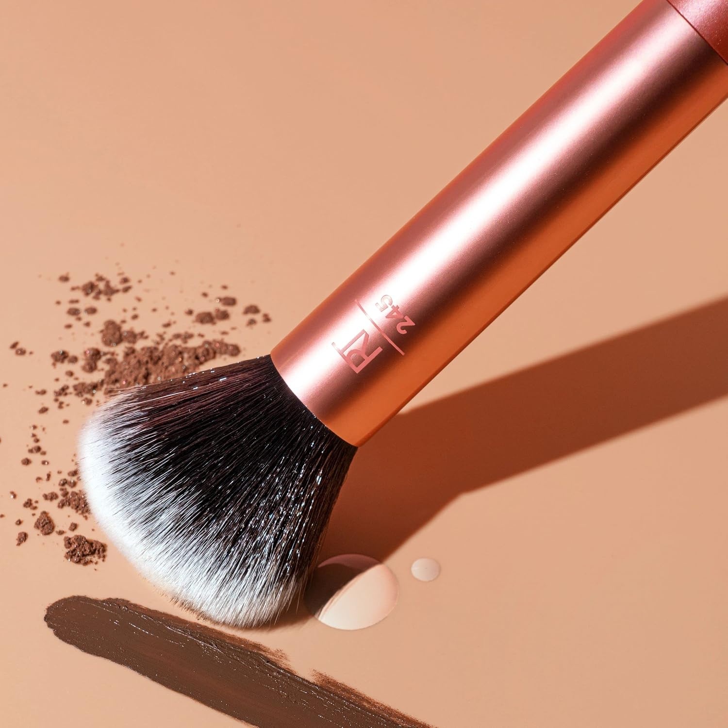 image:imageReal Techniques Everything Face Makeup Brush Flawless Finish Streak Free Makeup Application For Foundation amp Powder Makeup Application Fluffy Face Brush Cruelty Free 1 Count Orange