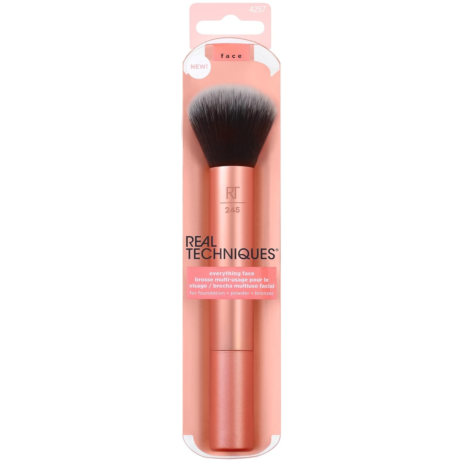 image:imageReal Techniques Everything Face Makeup Brush Flawless Finish Streak Free Makeup Application For Foundation amp Powder Makeup Application Fluffy Face Brush Cruelty Free 1 Count Orange