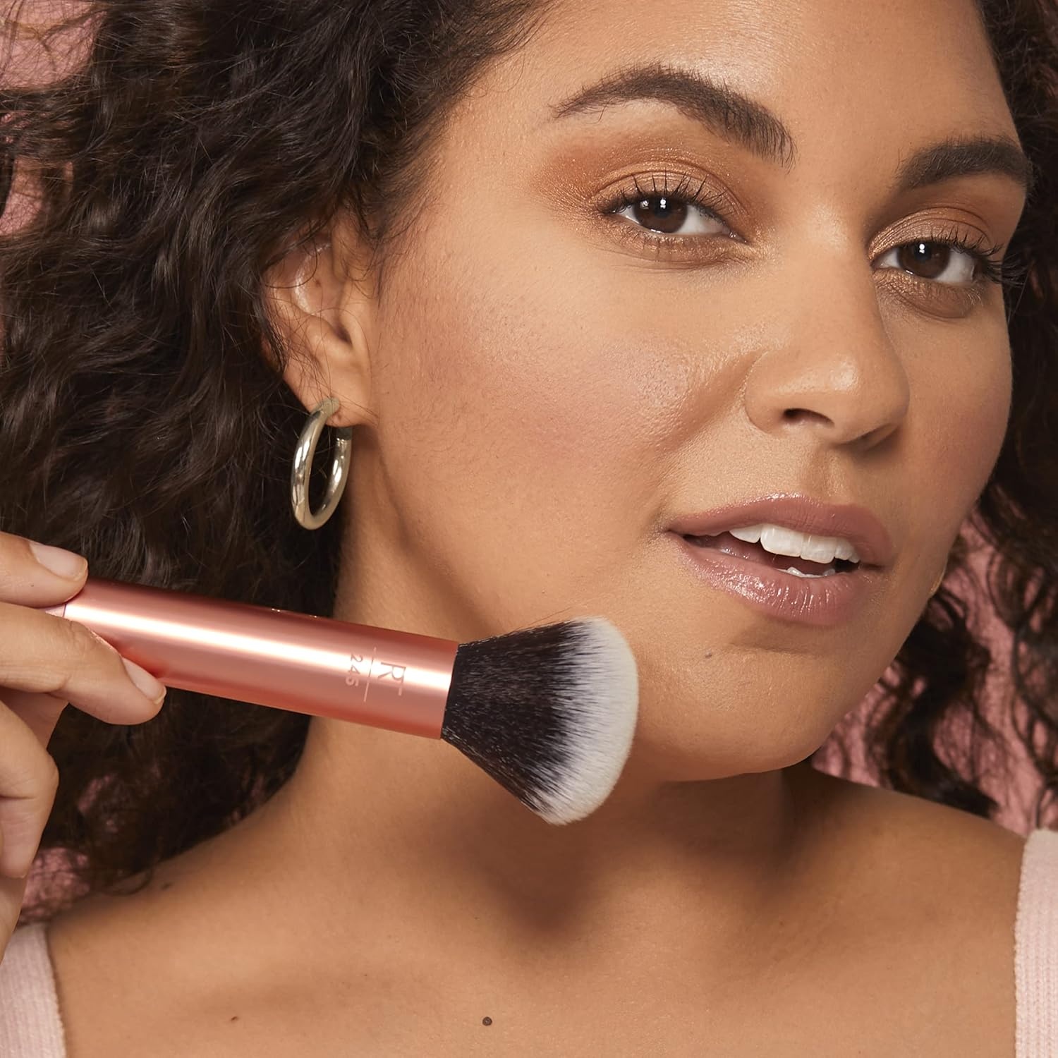 image:imageReal Techniques Everything Face Makeup Brush Flawless Finish Streak Free Makeup Application For Foundation amp Powder Makeup Application Fluffy Face Brush Cruelty Free 1 Count Orange