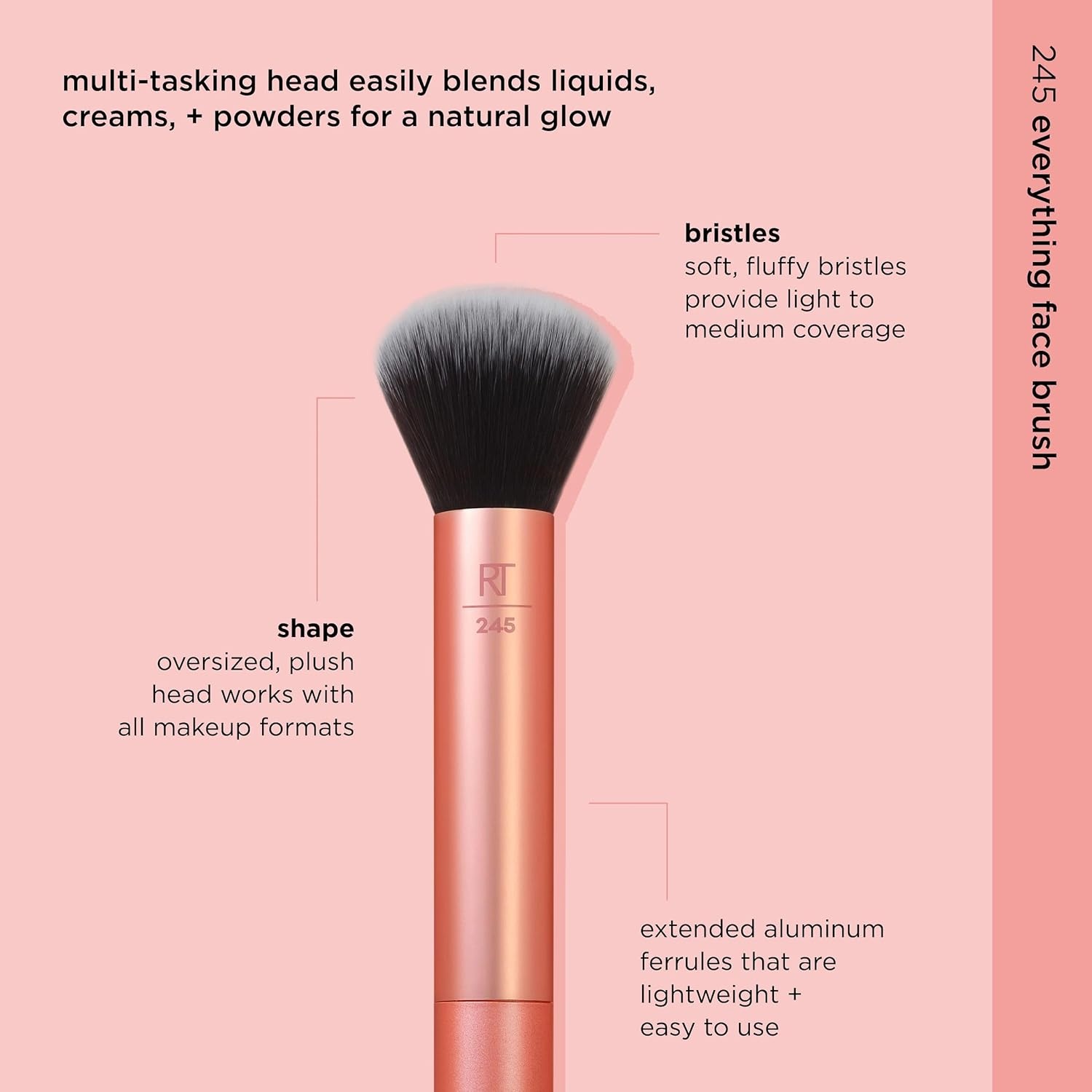 image:imageReal Techniques Everything Face Makeup Brush Flawless Finish Streak Free Makeup Application For Foundation amp Powder Makeup Application Fluffy Face Brush Cruelty Free 1 Count Orange