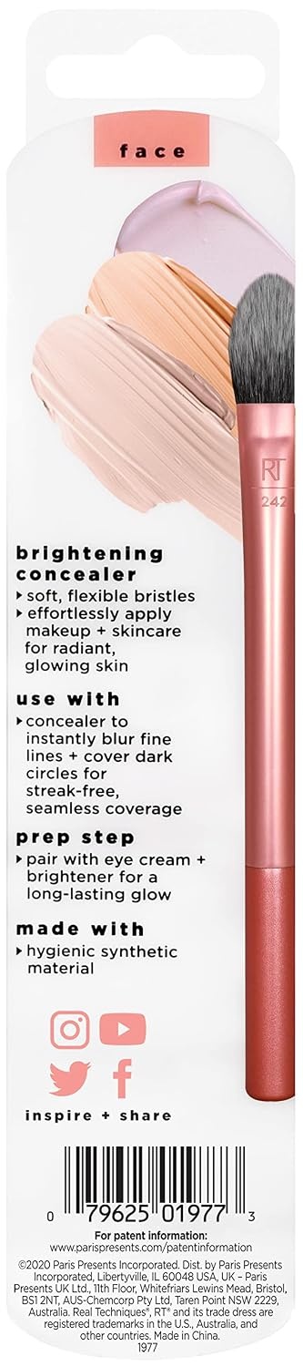 image:imageReal Techniques Expert Concealer Brush Conceal Under Eyes amp Cover Blemishes Makeup Brush For Blending Liquid amp Cream Concealer Brighten Dark Circles CrueltyFree Soft Bristles 1 CountBrightening Concealer Eye Creams Makeup Brush 1PC Pack of 2
