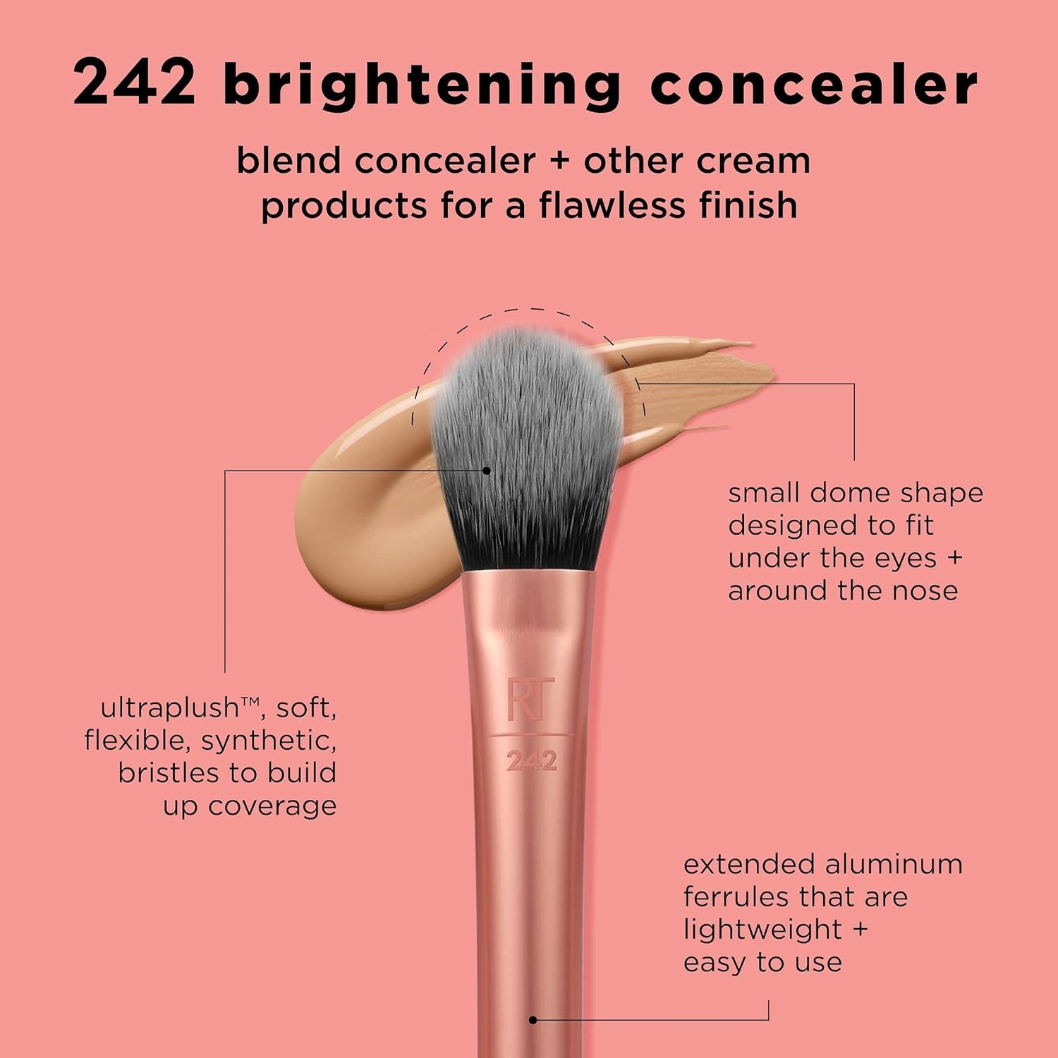 image:imageReal Techniques Expert Concealer Brush Conceal Under Eyes amp Cover Blemishes Makeup Brush For Blending Liquid amp Cream Concealer Brighten Dark Circles CrueltyFree Soft Bristles 1 CountBrightening Concealer Eye Creams Makeup Brush 1PC Pack of 2