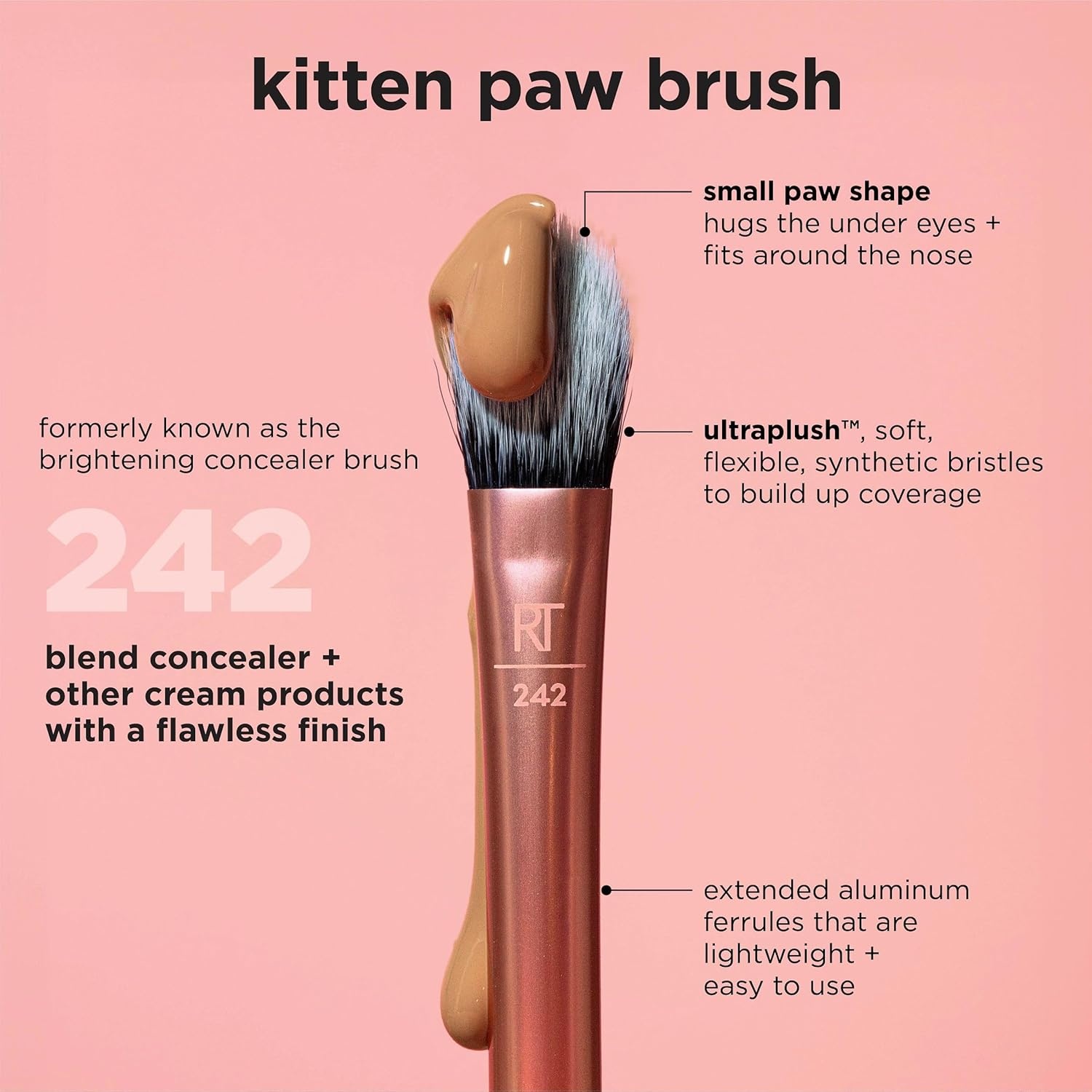 image:imageReal Techniques Expert Concealer Brush Conceal Under Eyes amp Cover Blemishes Makeup Brush For Blending Liquid amp Cream Concealer Brighten Dark Circles CrueltyFree Soft Bristles 1 CountBrightening Concealer Eye Creams Makeup Brush 1PC