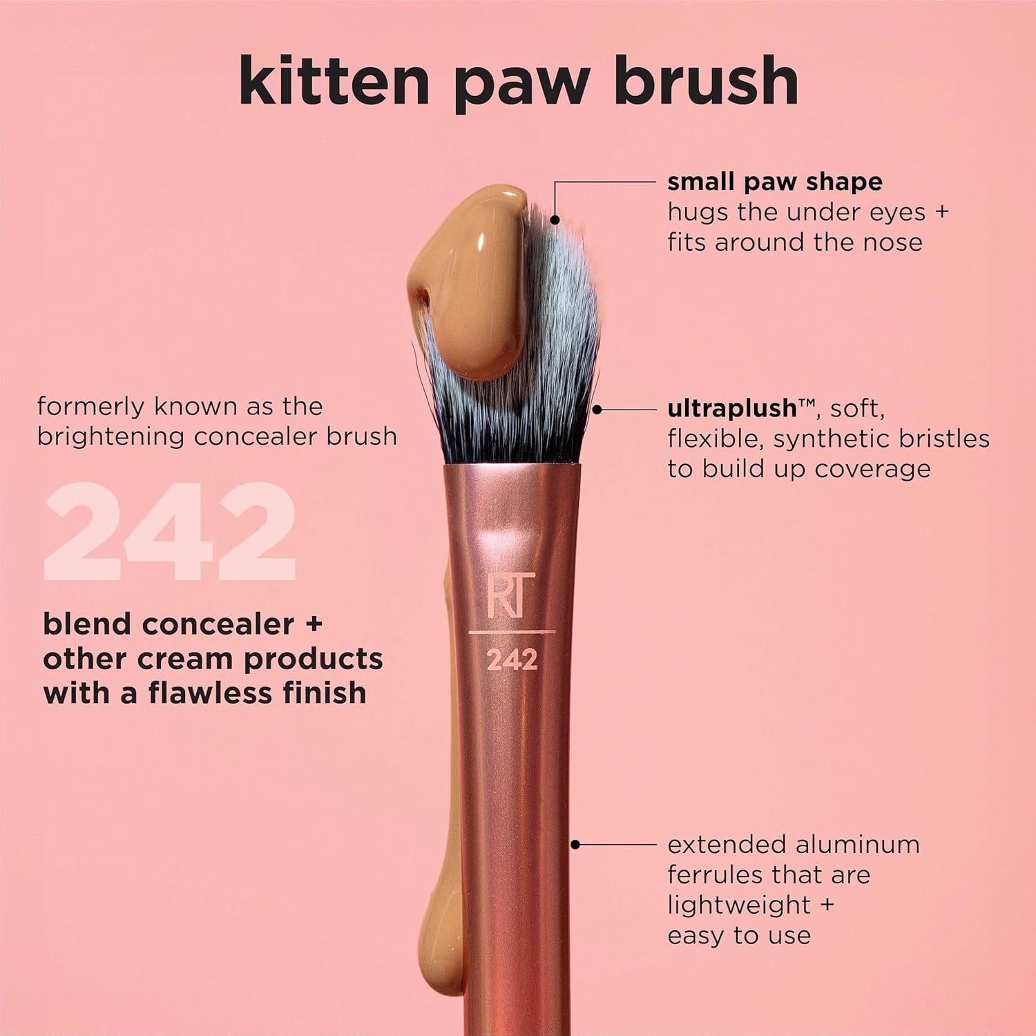 image:imageReal Techniques Expert Concealer Brush Conceal Under Eyes amp Cover Blemishes Makeup Brush For Blending Liquid amp Cream Concealer Brighten Dark Circles CrueltyFree Soft Bristles 1 CountBrightening Concealer Eye Creams Makeup Brush 1PC Pack of 2