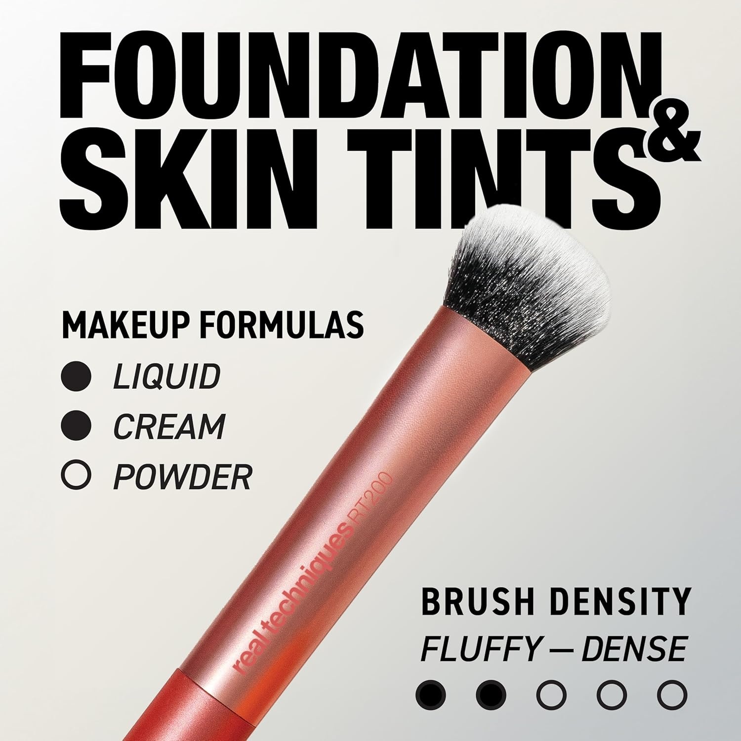 image:imageReal Techniques Expert Face Professional Foundation Makeup Brush for Even Streak Free Application Dense Bristles For Buffing Orange 1 CountExpert Face Liquid Foundation Makeup Brush