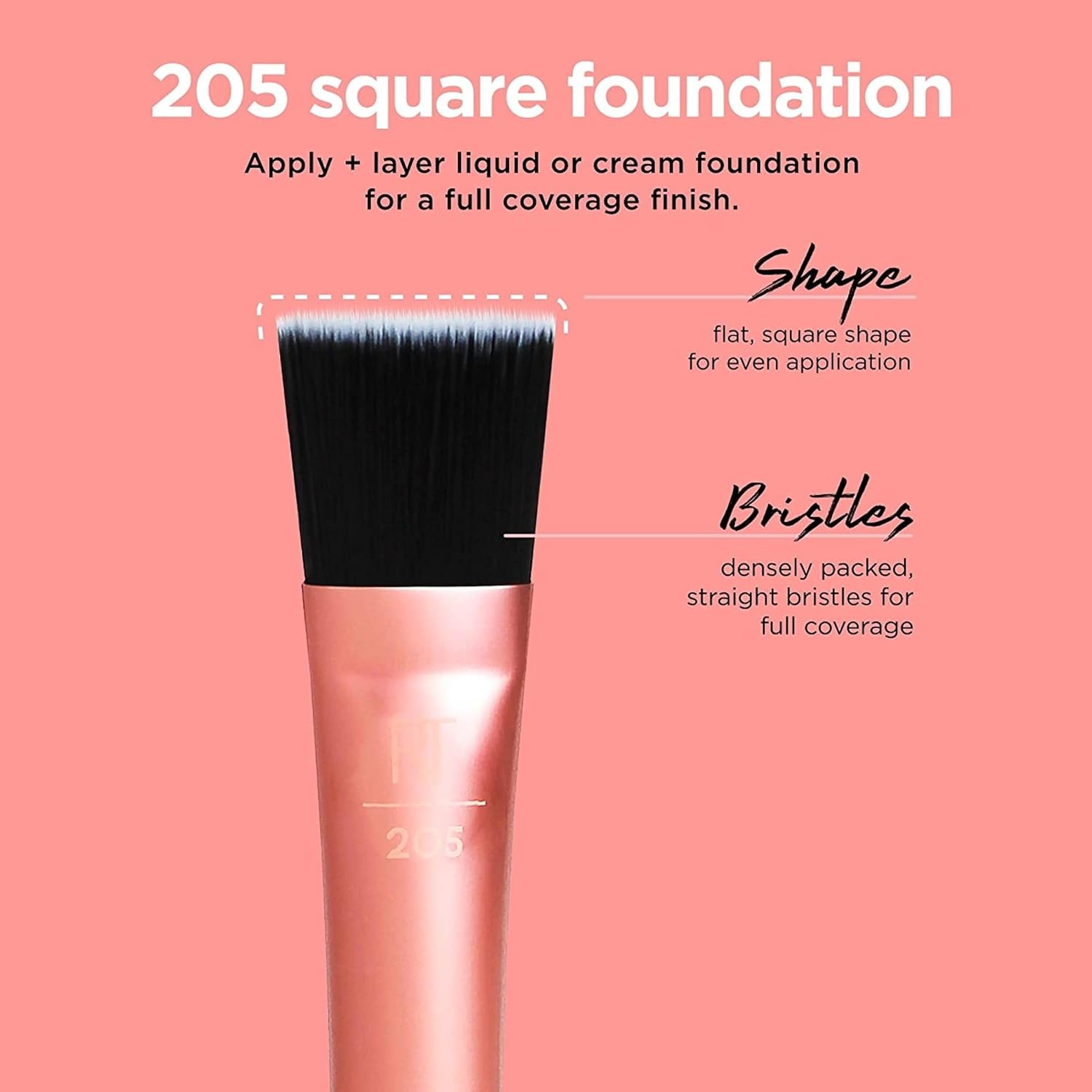 image:imageReal Techniques Flawless Base Brush Set With Ultra Plush Custom Cut Synthetic Bristles and Extended Aluminum Ferrules to Build Coverage for Every Makeup Application Need Orange 5 Piece