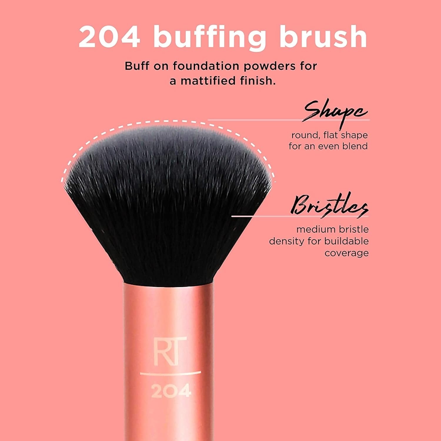 image:imageReal Techniques Flawless Base Brush Set With Ultra Plush Custom Cut Synthetic Bristles and Extended Aluminum Ferrules to Build Coverage for Every Makeup Application Need Orange 5 Piece