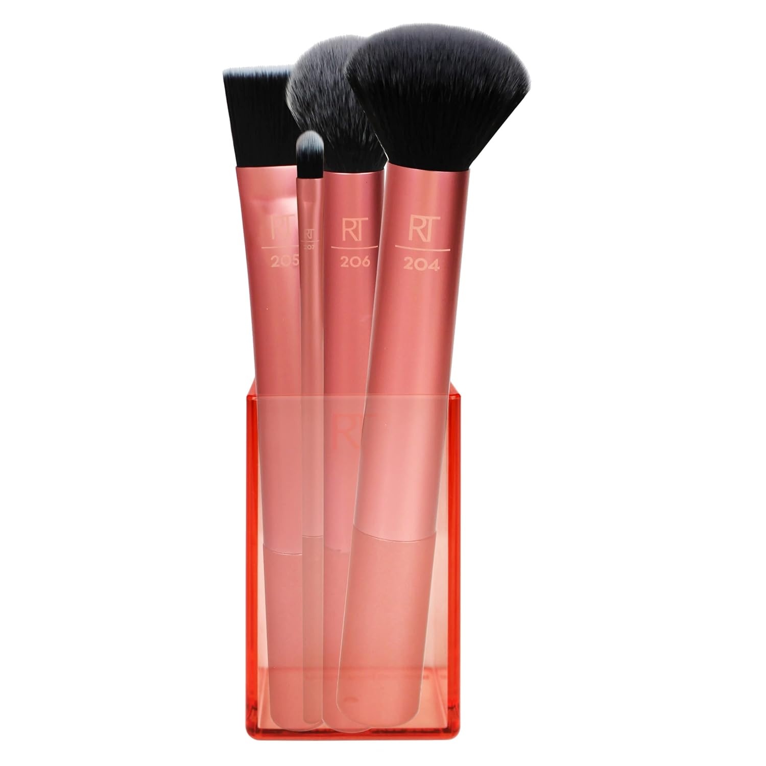image:imageReal Techniques Flawless Base Brush Set With Ultra Plush Custom Cut Synthetic Bristles and Extended Aluminum Ferrules to Build Coverage for Every Makeup Application Need Orange 5 Piece