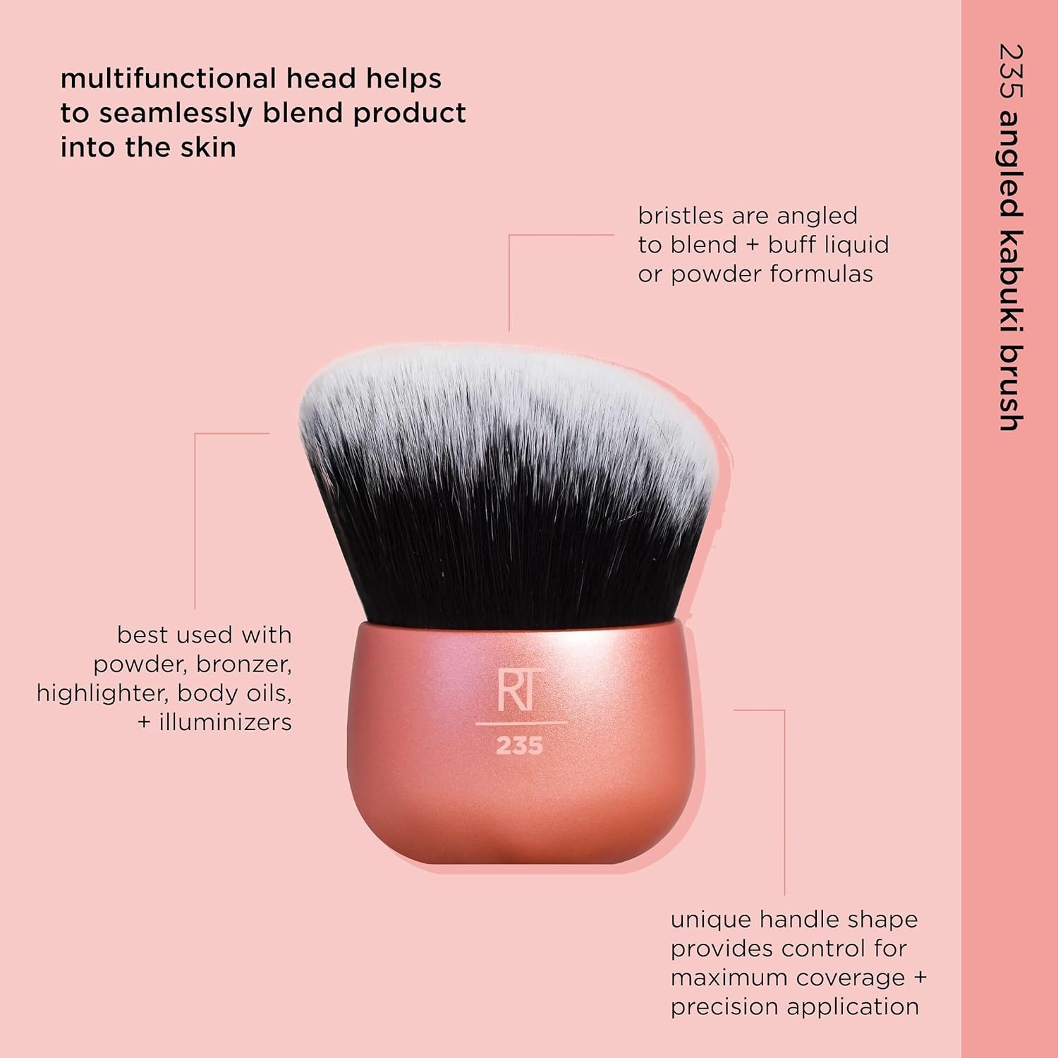image:imageReal Techniques Foundation Makeup Blender Kabuki Brush For Face or Body Makeup Works With Liquid or Cream Foundation No Handle Blend amp Buff Makeup Dense Synthetic Bristles 1 CountOrange