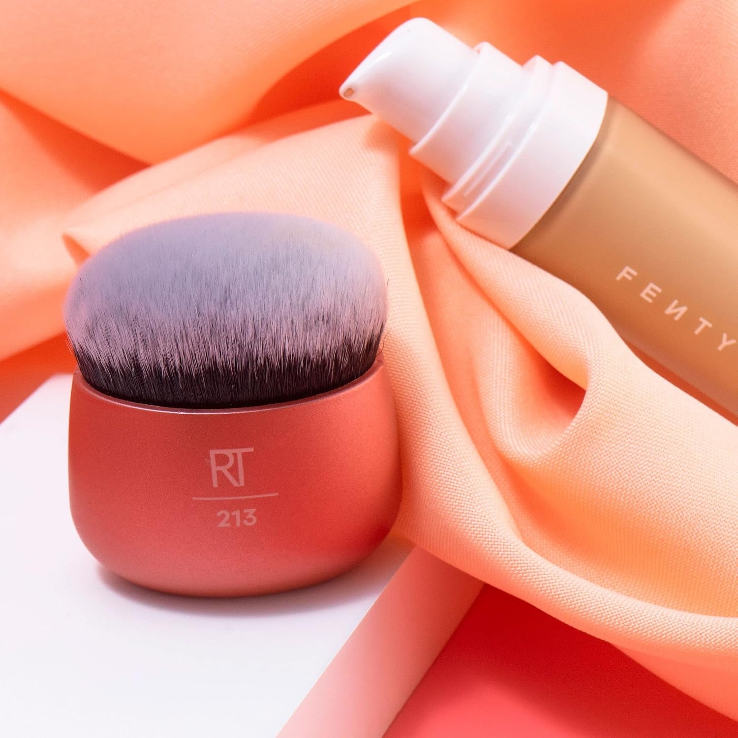 image:imageReal Techniques Foundation Makeup Blender Kabuki Brush For Face or Body Makeup Works With Liquid or Cream Foundation No Handle Blend amp Buff Makeup Dense Synthetic Bristles 1 CountOrange