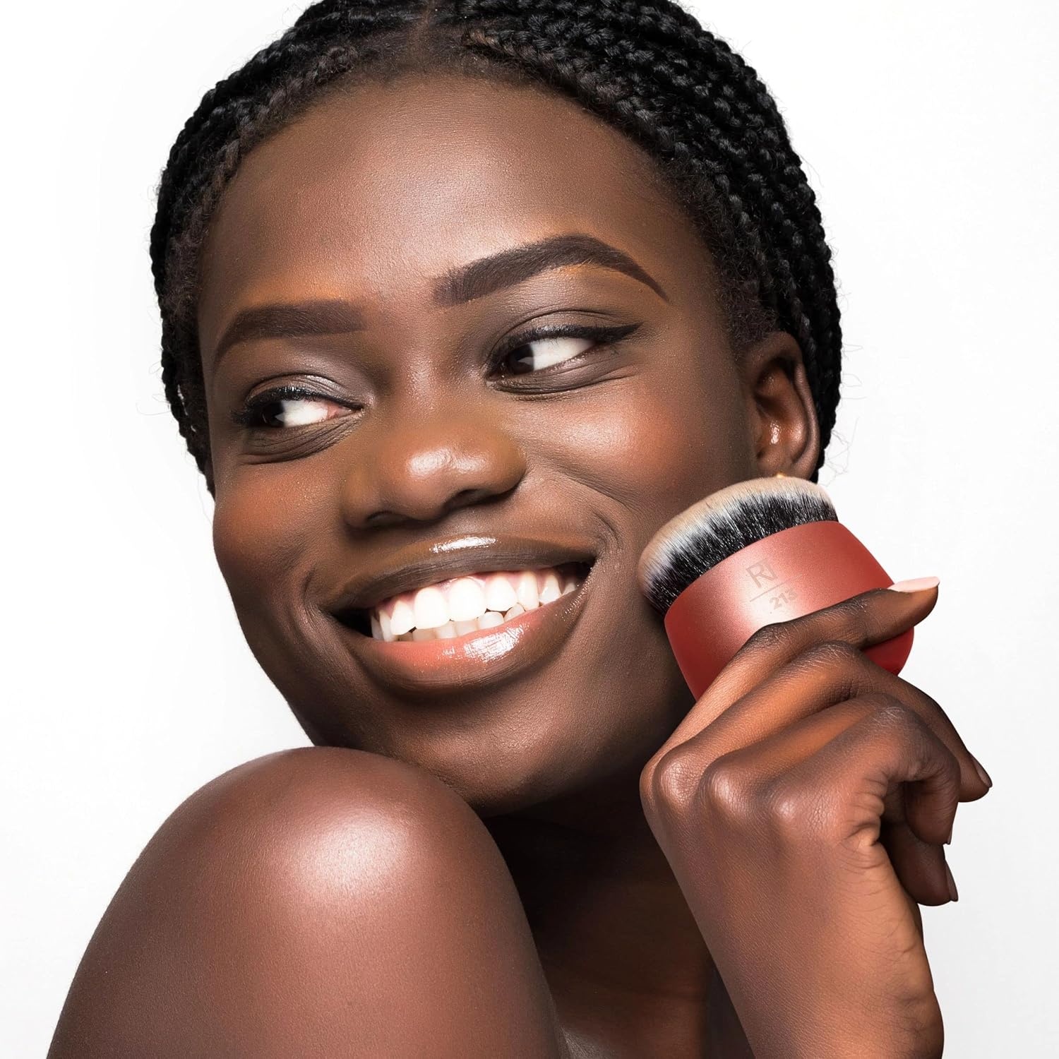 image:imageReal Techniques Foundation Makeup Blender Kabuki Brush For Face or Body Makeup Works With Liquid or Cream Foundation No Handle Blend amp Buff Makeup Dense Synthetic Bristles 1 CountOrange