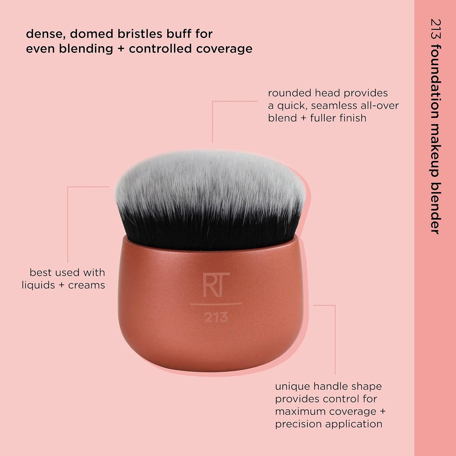image:imageReal Techniques Foundation Makeup Blender Kabuki Brush For Face or Body Makeup Works With Liquid or Cream Foundation No Handle Blend amp Buff Makeup Dense Synthetic Bristles 1 CountOrange