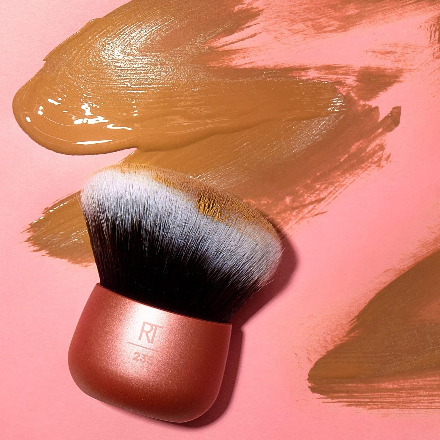 image:imageReal Techniques Foundation Makeup Blender Kabuki Brush For Face or Body Makeup Works With Liquid or Cream Foundation No Handle Blend amp Buff Makeup Dense Synthetic Bristles 1 CountOrange