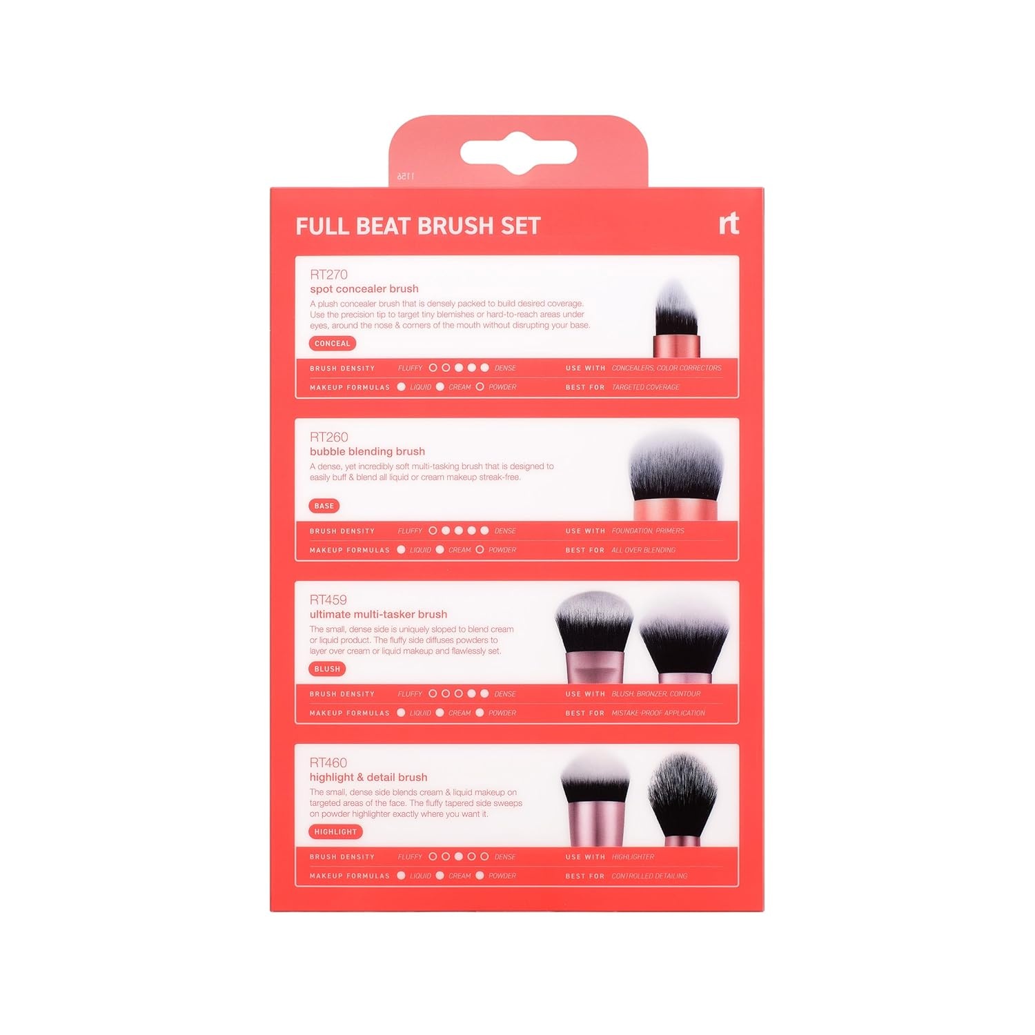 image:imageReal Techniques Full Beat Makeup Brush Set 4 Piece Brush Kit for Foundation Concealer Blush Contour Highlight amp Powder Blending Travel Set Soft UltraPlush Bristles CrueltyFreeFull Beat Makeup Brush Set