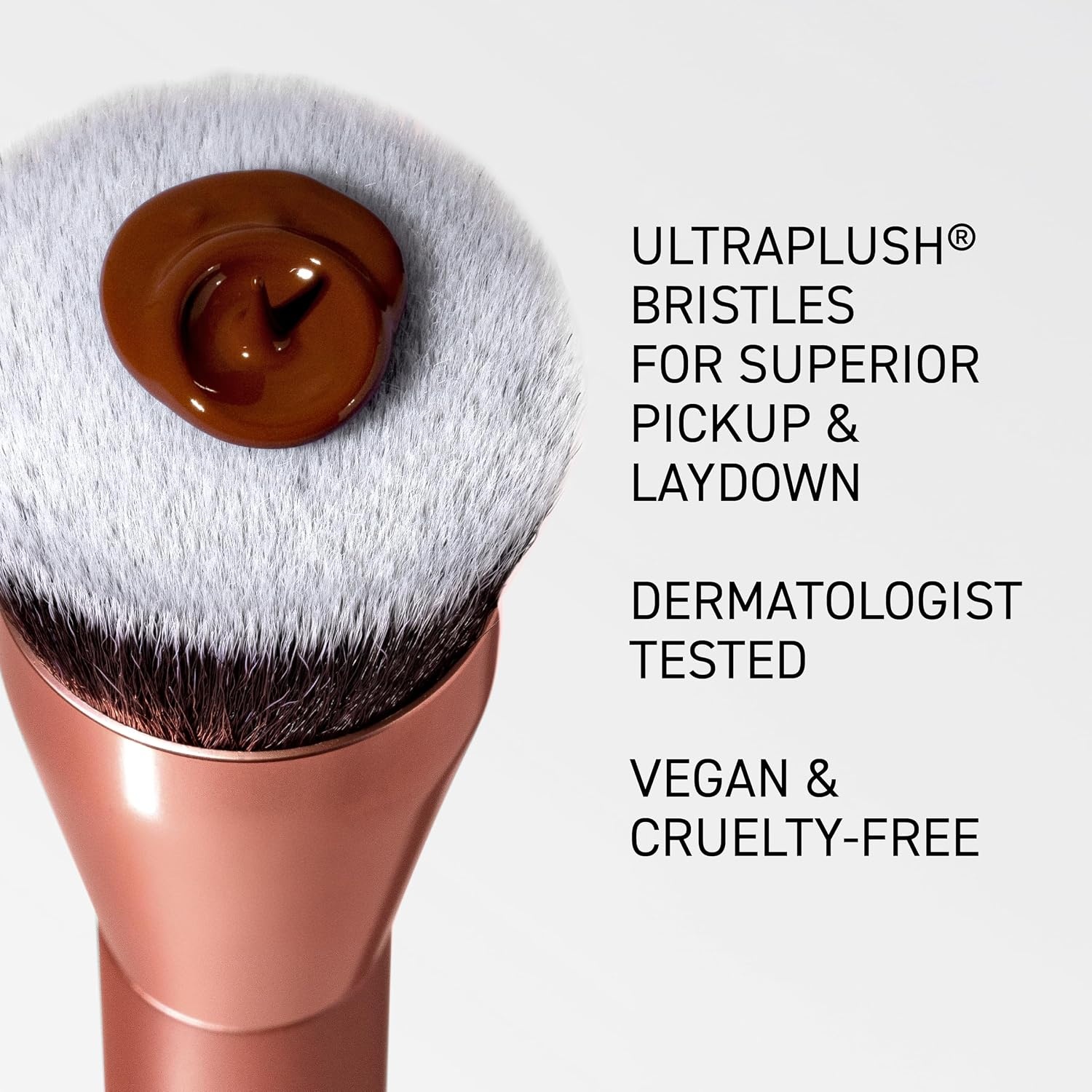 image:imageReal Techniques Glow Round Base Makeup Brush For Liquid amp Cream Makeup Flat Top Foundation Brush For Buffing amp Blending Up Coverage Dense Synthetic Bristles Vegan amp Cruelty Free 1 CountGlow Brush