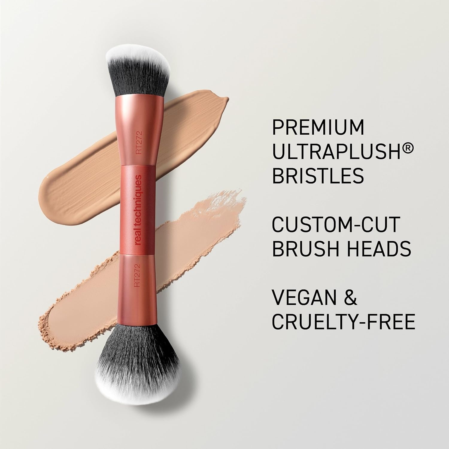 image:imageReal Techniques Liquid amp Powder Base Brush DualPurpose Foundation Makeup Brush for Liquid Foundation Skin Tint amp Setting Powder Synthetic Bristles Vegan amp CrueltyFree