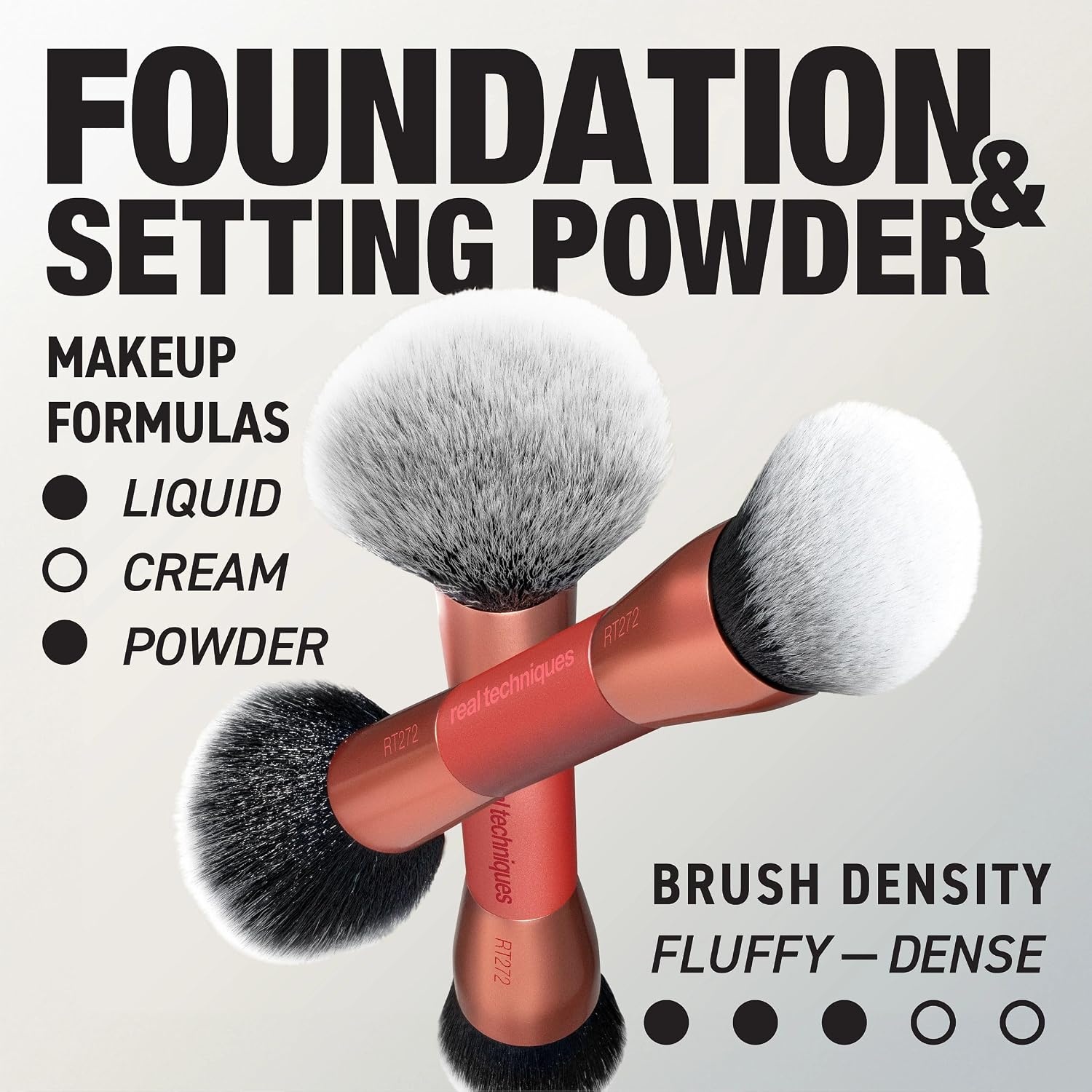 image:imageReal Techniques Liquid amp Powder Base Brush DualPurpose Foundation Makeup Brush for Liquid Foundation Skin Tint amp Setting Powder Synthetic Bristles Vegan amp CrueltyFree