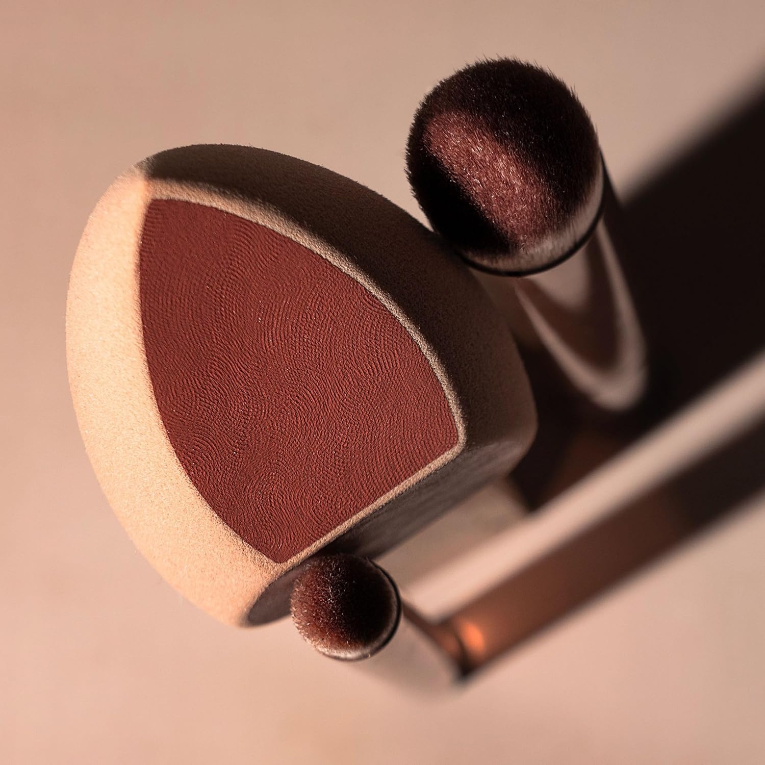 image:imageReal Techniques Makeupsaver Sponge Brush Trio Makeup Blending Sponge amp Brushes For Liquid amp Cream Foundation Natural Finish amp Reduces Makeup Waste Cruelty amp LatexFree 3 Piece Set