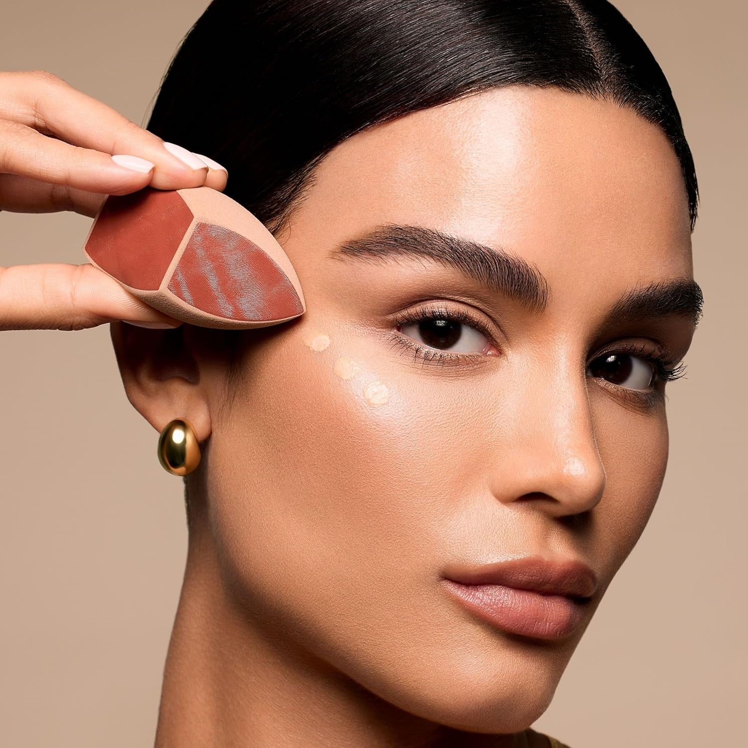 image:imageReal Techniques Makeupsaver Sponge Brush Trio Makeup Blending Sponge amp Brushes For Liquid amp Cream Foundation Natural Finish amp Reduces Makeup Waste Cruelty amp LatexFree 3 Piece Set