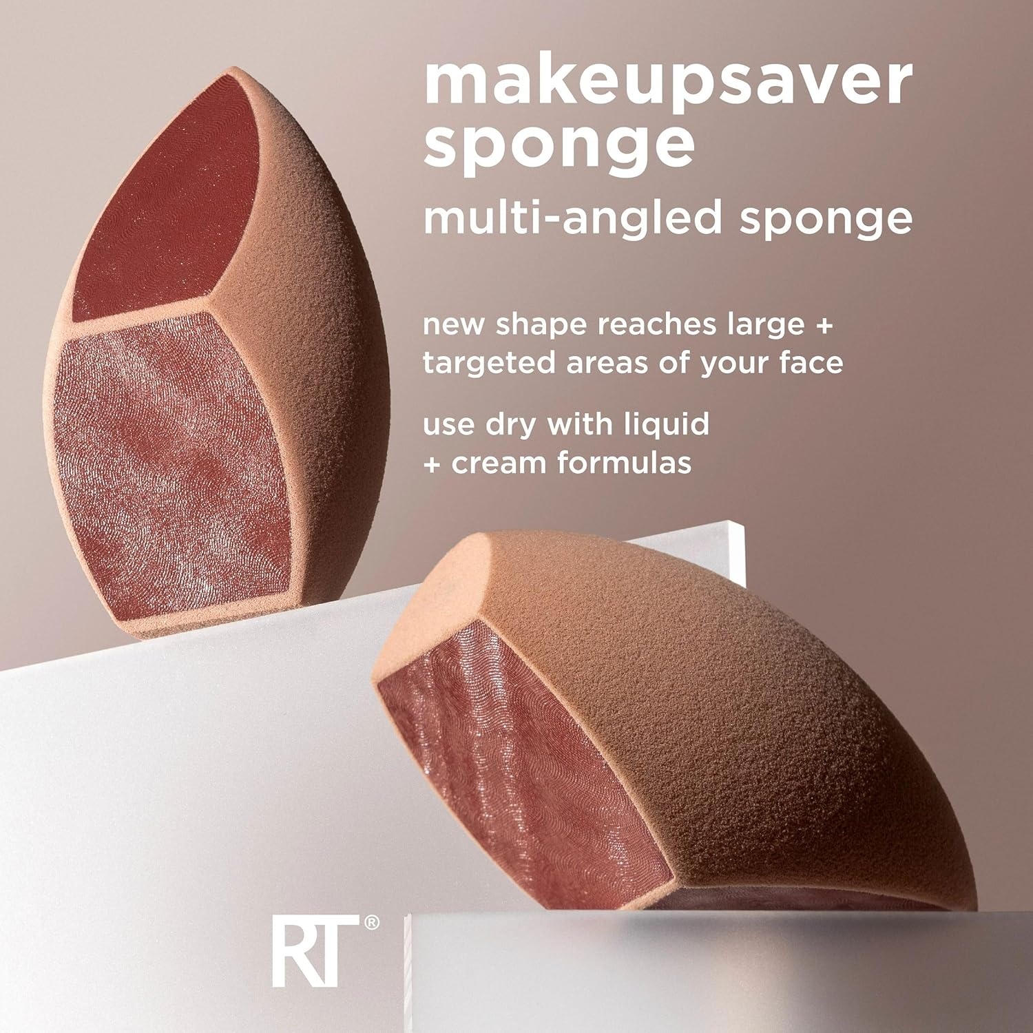 image:imageReal Techniques Makeupsaver Sponge Brush Trio Makeup Blending Sponge amp Brushes For Liquid amp Cream Foundation Natural Finish amp Reduces Makeup Waste Cruelty amp LatexFree 3 Piece Set
