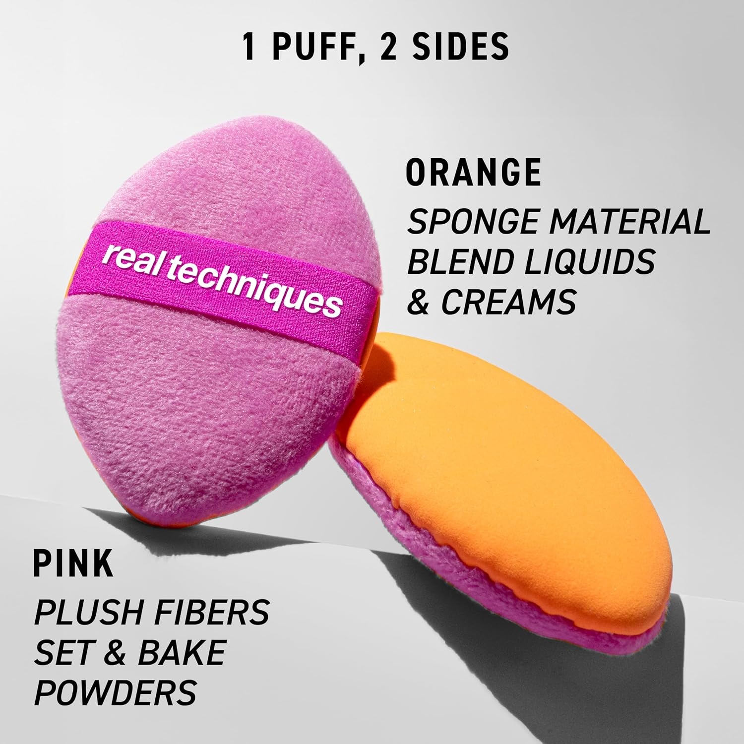 image:imageReal Techniques Miracle 2In1 Powder Puff Travel Case DualSided Makeup Blending Puff Elastic Band Precision Makeup Sponge amp Powder Puff For Liquid Cream amp Powders Travel Case 2 Count1 Count Pack of 1