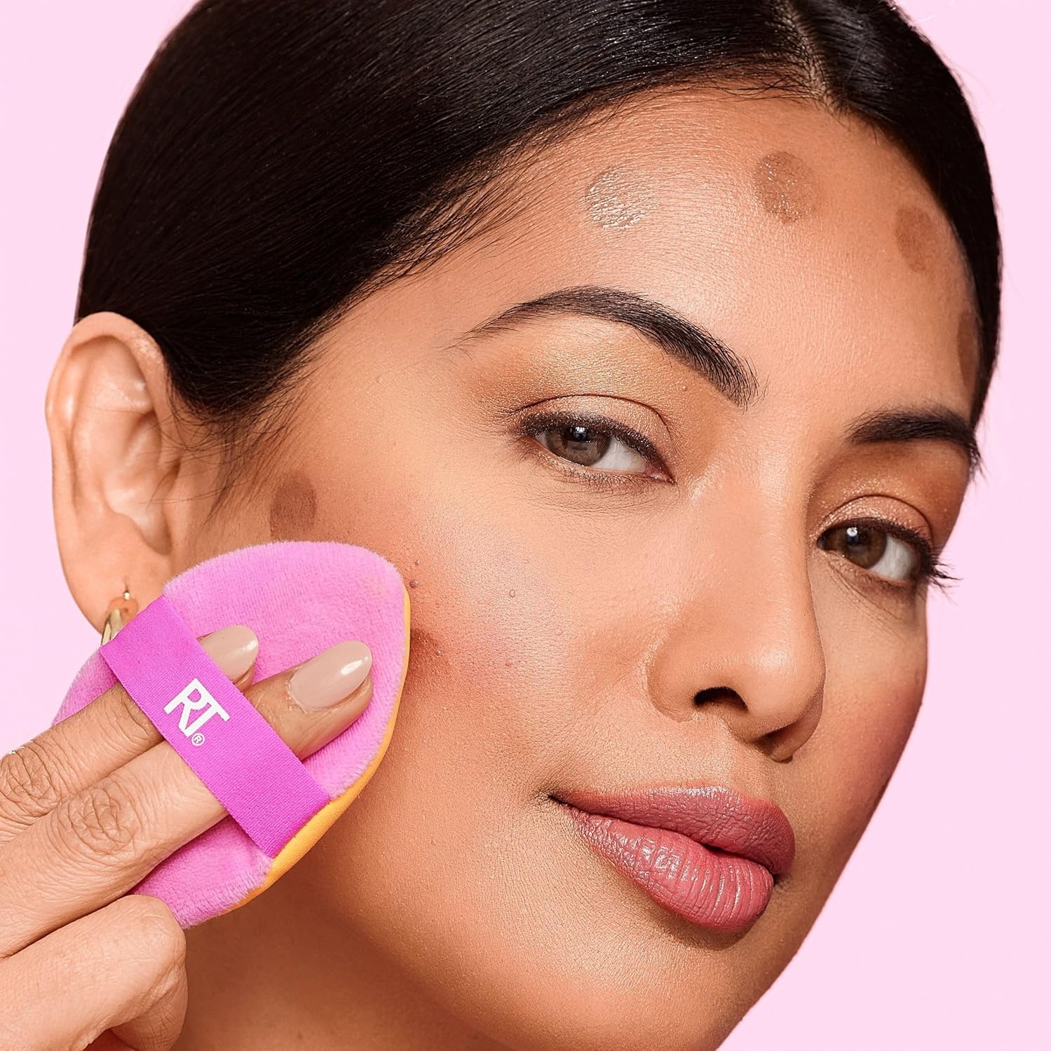 image:imageReal Techniques Miracle 2In1 Powder Puff 2 Pack DualSided Full Size Makeup Blending Puff Reversible Elastic Band Makeup Sponge amp Powder Puff For Liquid Cream amp Powder Products CruletyFree