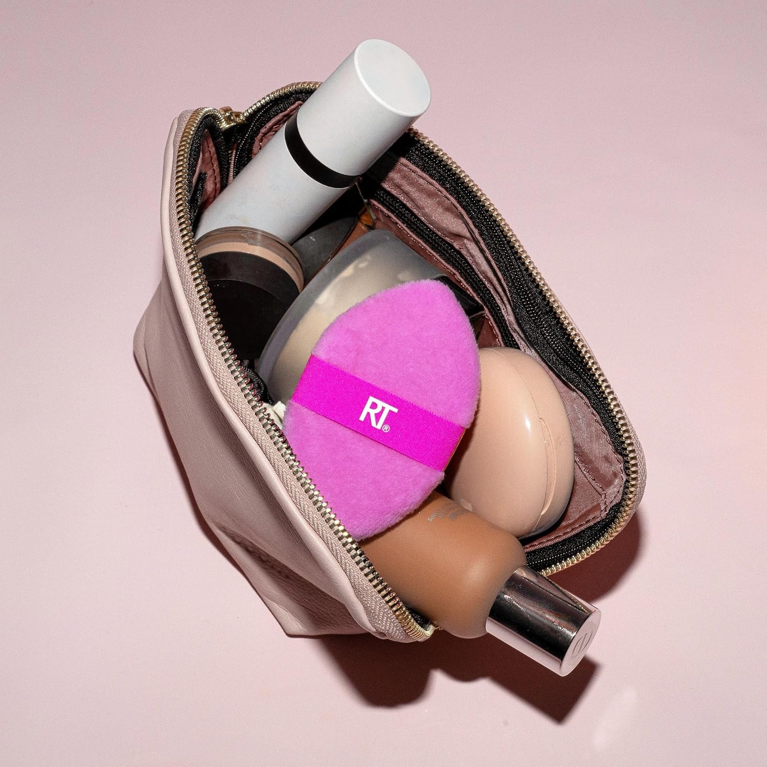image:imageReal Techniques Miracle 2In1 Powder Puff 2 Pack DualSided Full Size Makeup Blending Puff Reversible Elastic Band Makeup Sponge amp Powder Puff For Liquid Cream amp Powder Products CruletyFree