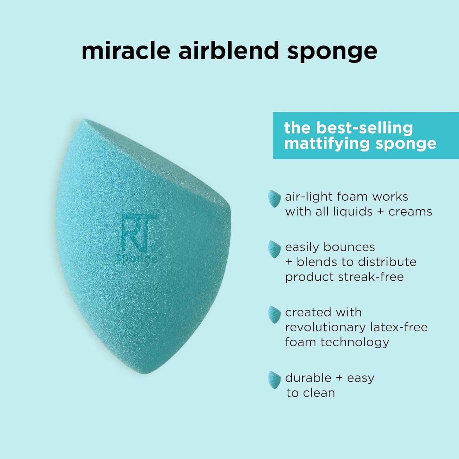 image:imageReal Techniques Miracle Airblend Makeup Sponge Matte Makeup Blending Sponge For Liquid Cream amp Powder Products Offers Medium To Full Coverage Foundation Sponge LatexFree Foam 2 Count