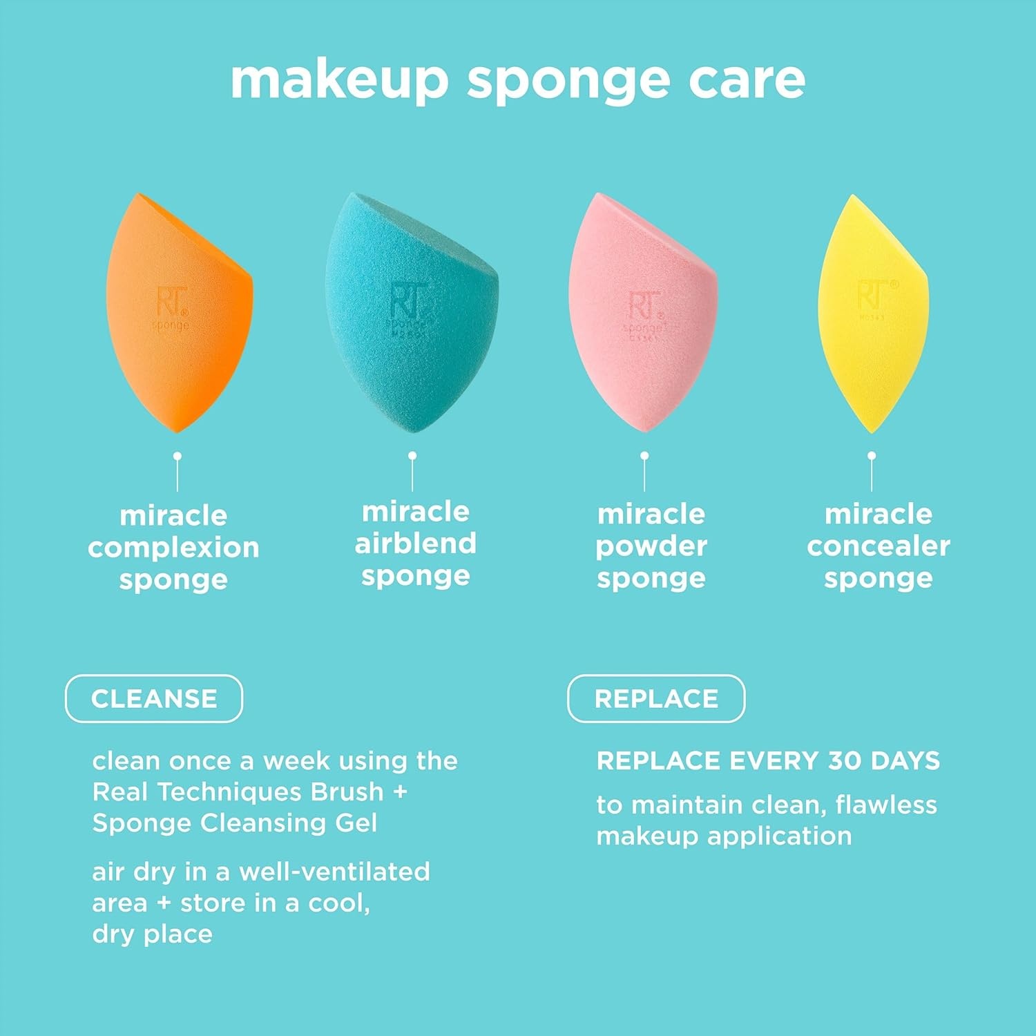 image:imageReal Techniques Miracle Airblend Makeup Sponge Matte Makeup Blending Sponge For Liquid Cream amp Powder Products Offers Medium To Full Coverage Foundation Sponge LatexFree Foam 2 Count