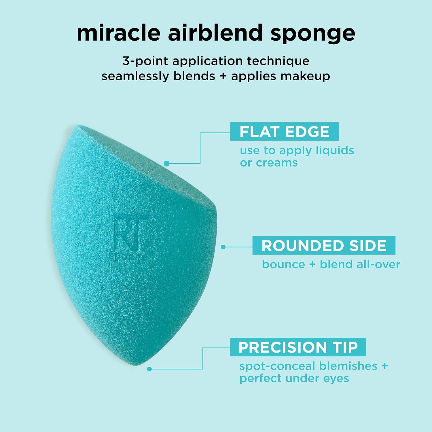 image:imageReal Techniques Miracle Airblend Makeup Sponge Matte Makeup Blending Sponge For Liquid Cream amp Powder Products Offers Medium To Full Coverage Foundation Sponge LatexFree Foam 2 Count