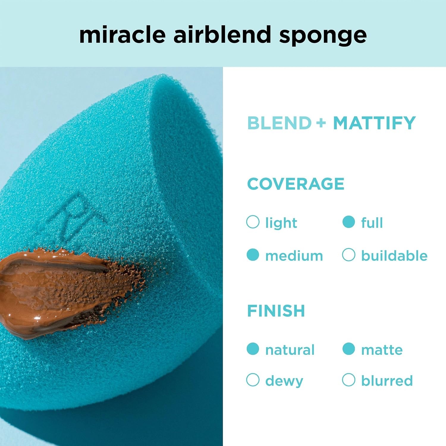 image:imageReal Techniques Miracle Airblend Makeup Sponge Matte Makeup Blending Sponge For Liquid Cream amp Powder Products Offers Medium To Full Coverage Foundation Sponge LatexFree Foam 2 Count
