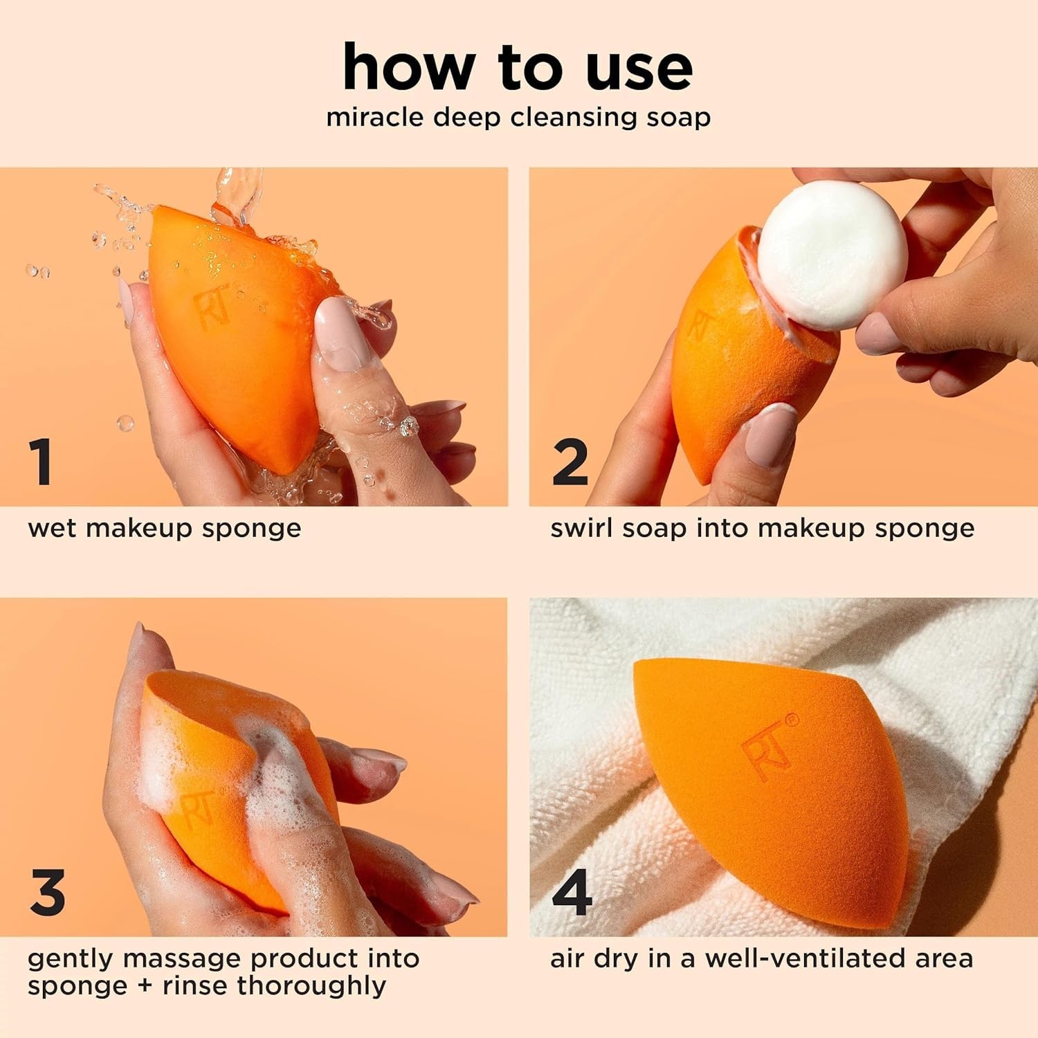 image:imageReal Techniques Miracle Blend Cleanse 3 Piece Set Makeup Sponge For Blending Foundation amp Solid Soap For Deep Cleaning Sponges Includes Travel Storage Tote CrueltyFree amp LatexFree
