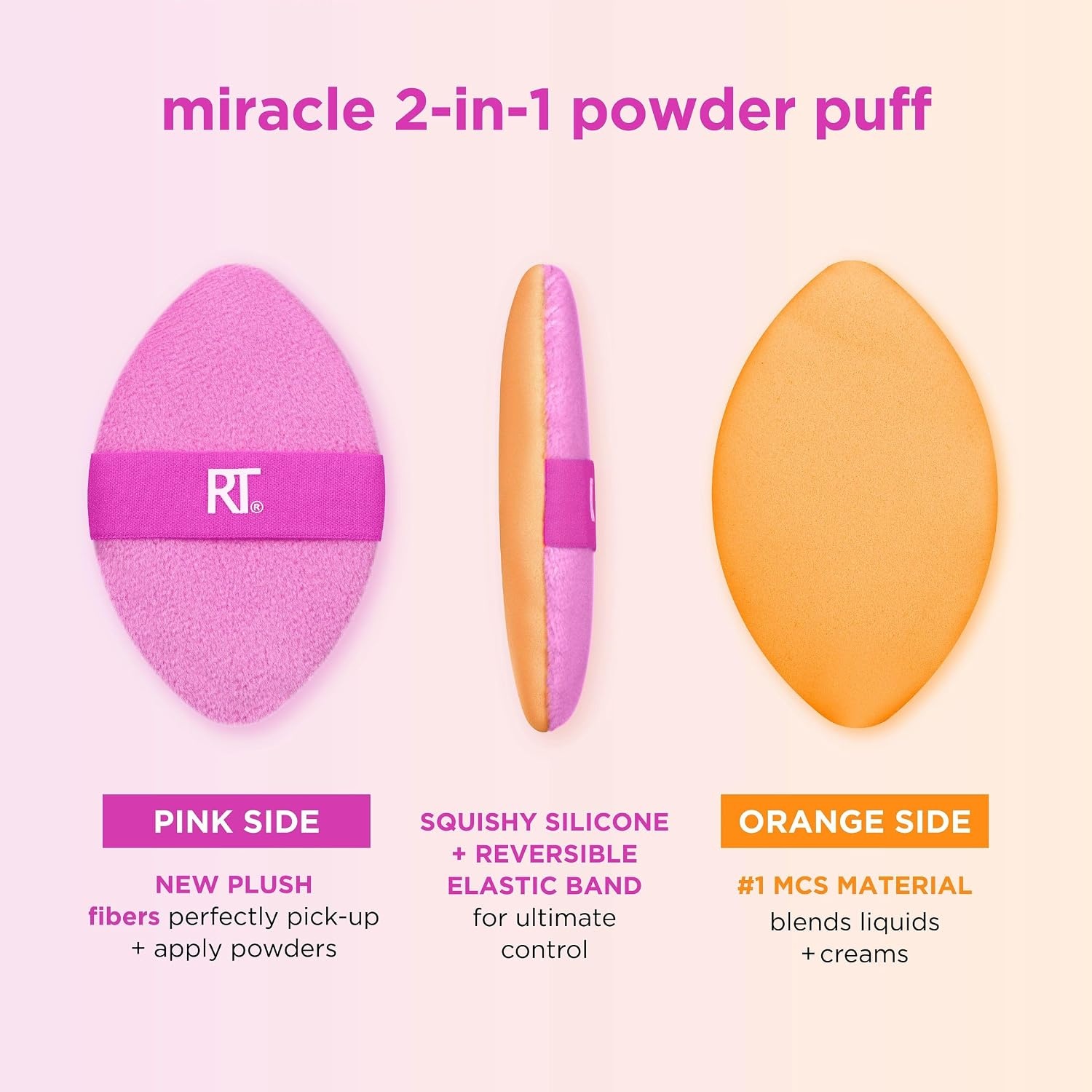 image:imageReal Techniques Miracle Complexion Sponge Miracle 2In1 Powder Puff Makeup Blending Sponge amp DualSided Powder Puff For Liquids Creams amp Powders Vegan amp LatexFree 2 Count