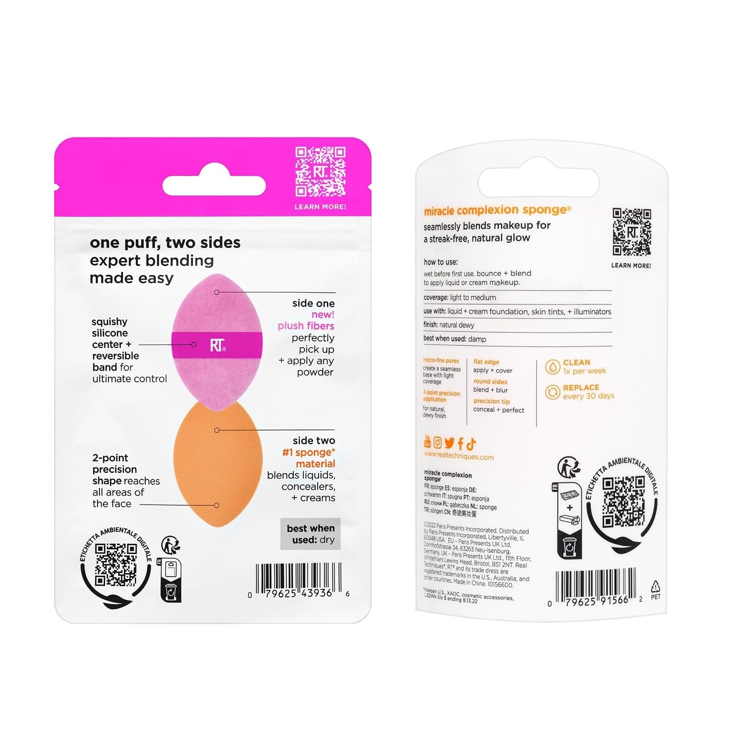 image:imageReal Techniques Miracle Complexion Sponge Miracle 2In1 Powder Puff Makeup Blending Sponge amp DualSided Powder Puff For Liquids Creams amp Powders Vegan amp LatexFree 2 Count