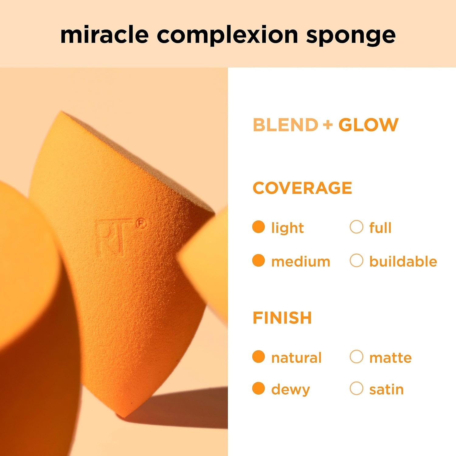 image:imageReal Techniques Miracle Complexion Sponge Miracle 2In1 Powder Puff Makeup Blending Sponge amp DualSided Powder Puff For Liquids Creams amp Powders Vegan amp LatexFree 2 Count