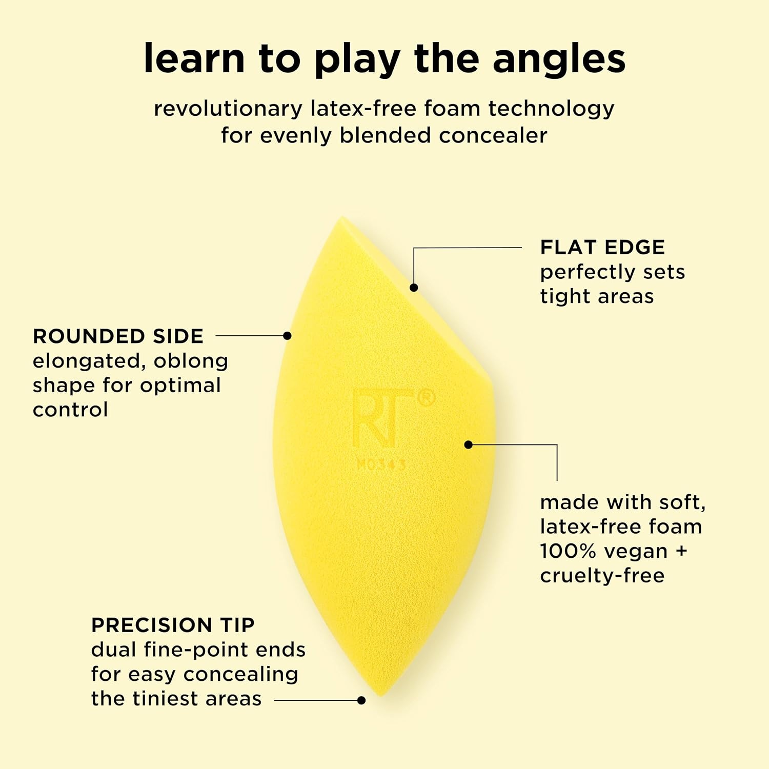 image:imageReal Techniques Miracle Concealer Sponge Makeup Blending Sponge For Liquid amp Cream Concealer Elongated Shape For Precise Application Under Eyes amp Tight Areas Yellow LatexFree Foam 1 CountAmarillo