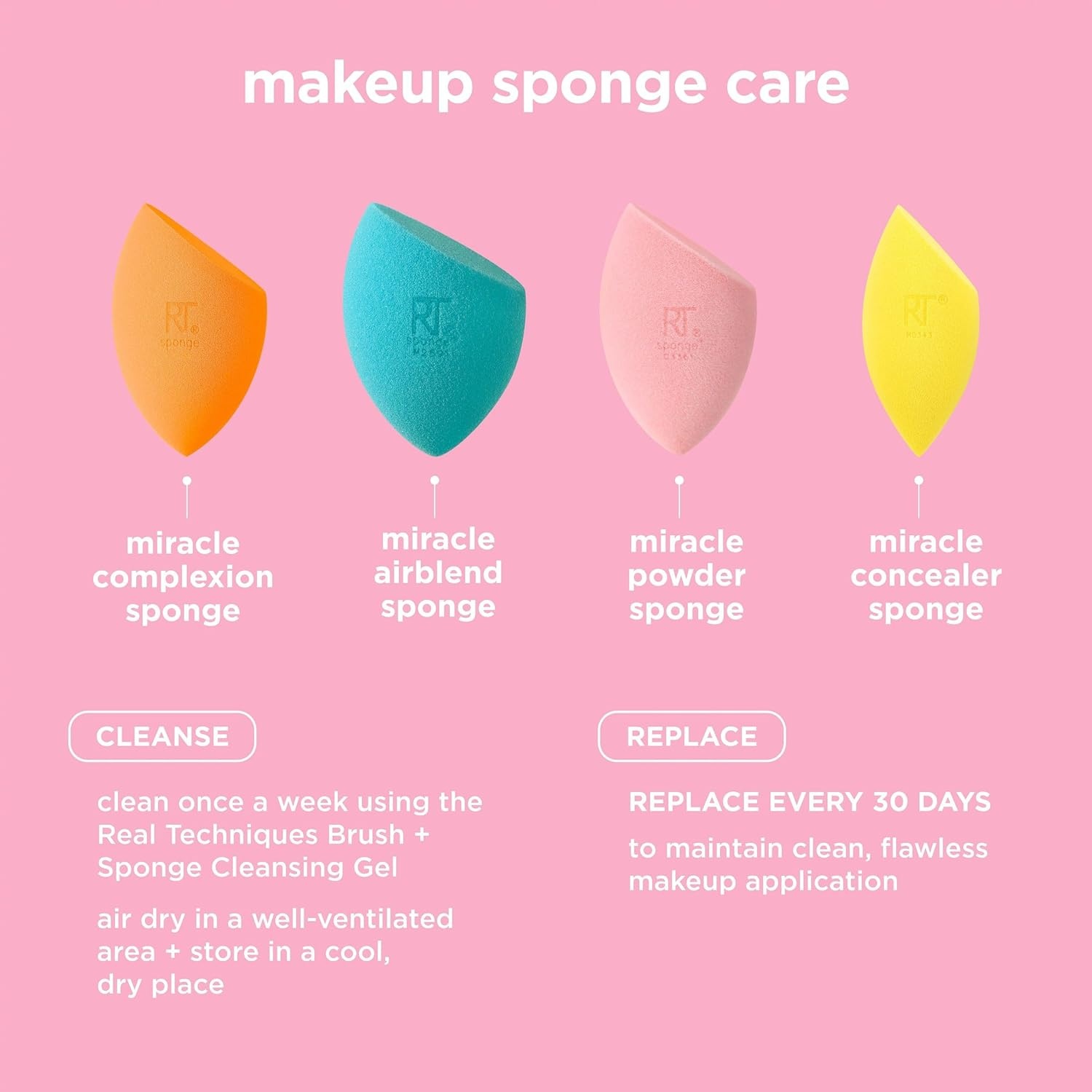 image:imageReal Techniques Miracle Powder Sponge Makeup Blending Sponge For Powder Products Set Makeup For Natural Finish amp Cloud Skin Buildable Coverage Velvet Material LatexFree Foam 1 Count2 Count Pack of 2