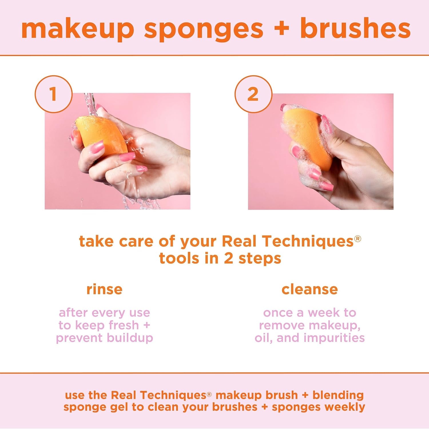 image:imageReal Techniques Miracle Powder Sponge Makeup Blending Sponge For Powder Products Set Makeup For Natural Finish amp Cloud Skin Buildable Coverage Velvet Material LatexFree Foam 1 Count2 Count Pack of 2