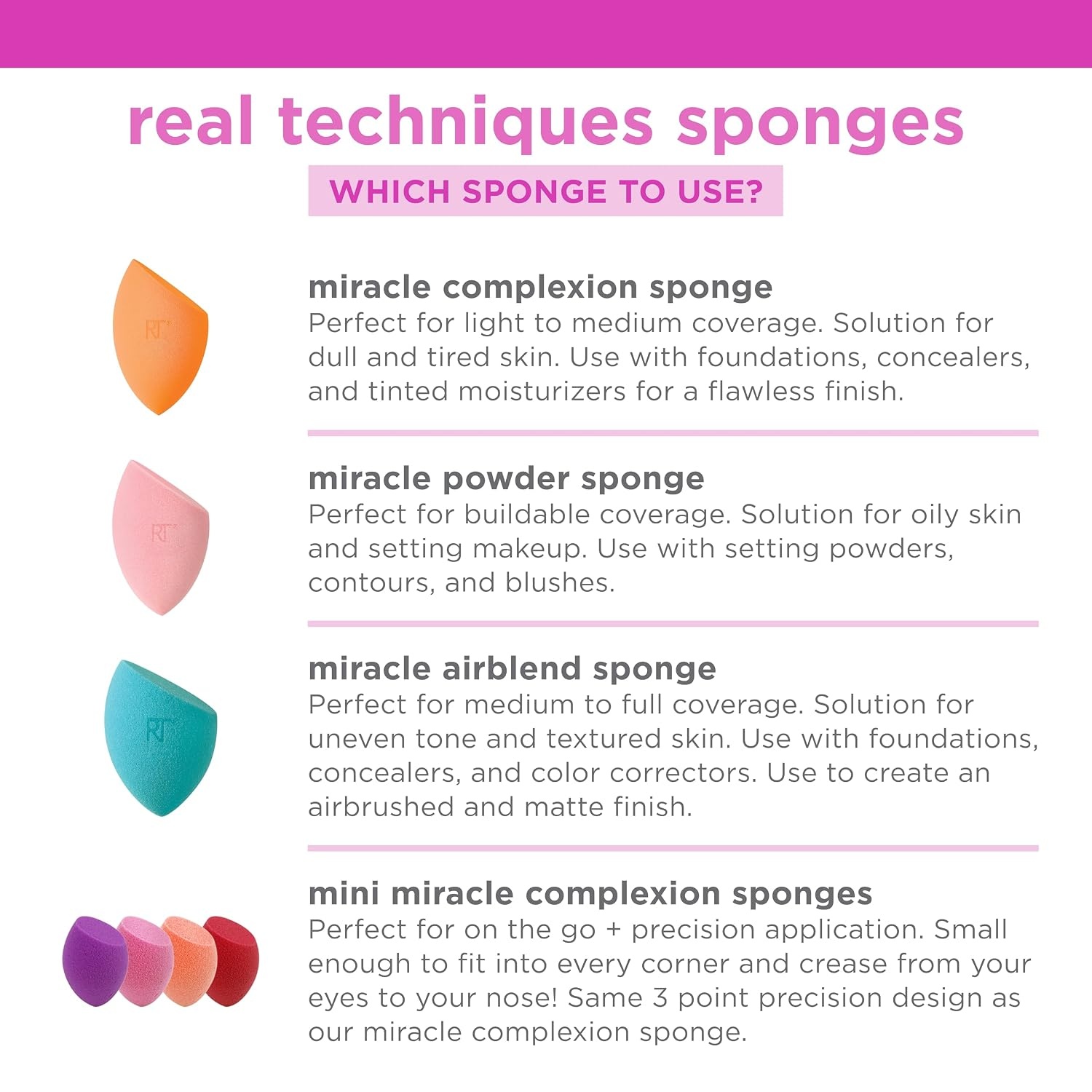 image:imageReal Techniques Miracle Powder Sponge Makeup Blending Sponge For Powder Products Set Makeup For Natural Finish amp Cloud Skin Buildable Coverage Velvet Material LatexFree Foam 1 Count2 Count Pack of 2